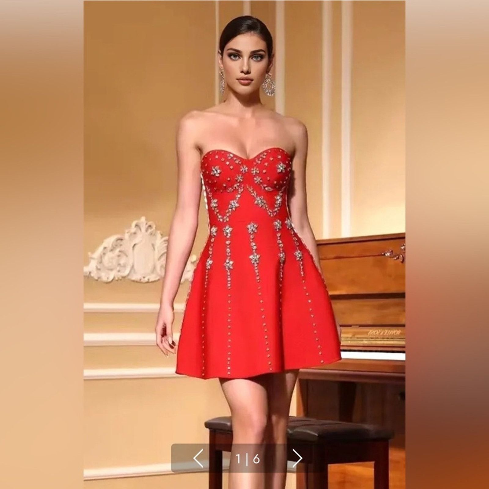Other Chic Strapless Red Dress with Sparkling Details size S Size S / US 4 / IT 40 - 1 Thumbnail