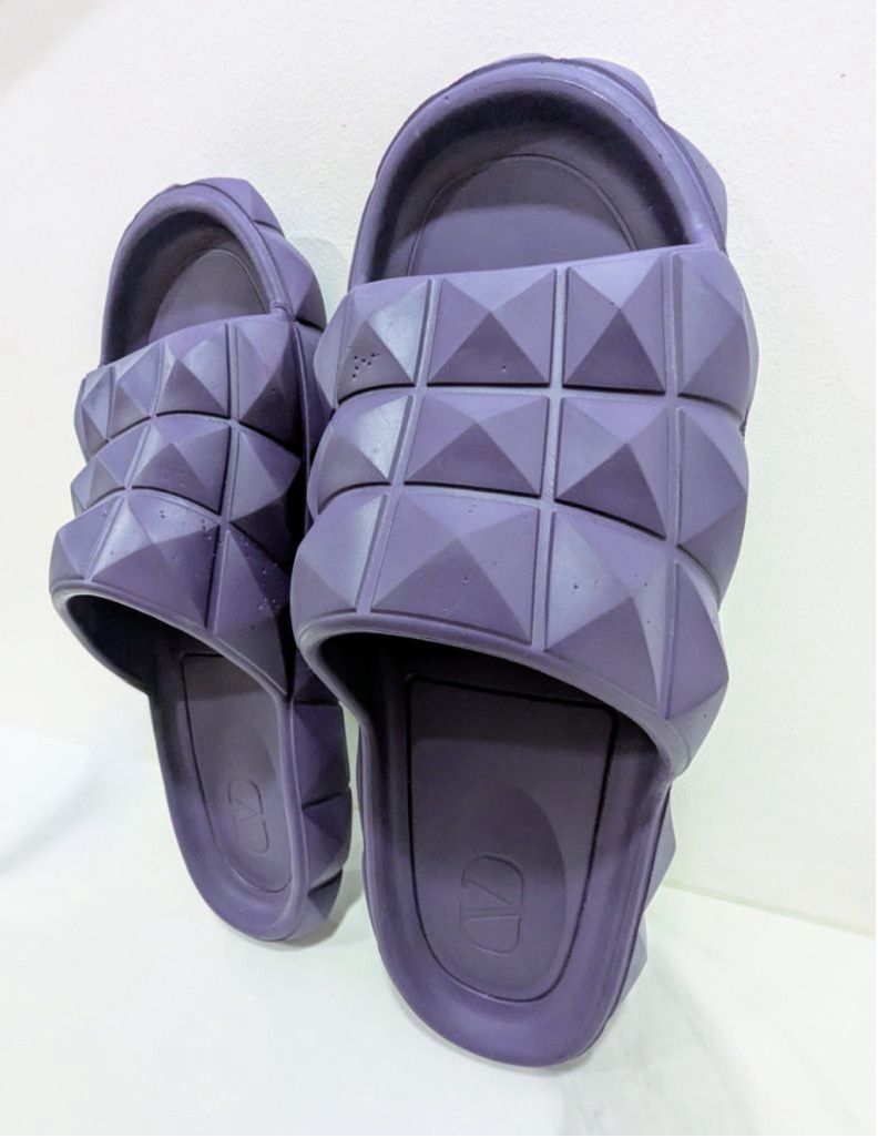Valentino Valentino Purple Rockstud Rubber Slides Sandals Size US 13 / EU 46 - 2 Thumbnail