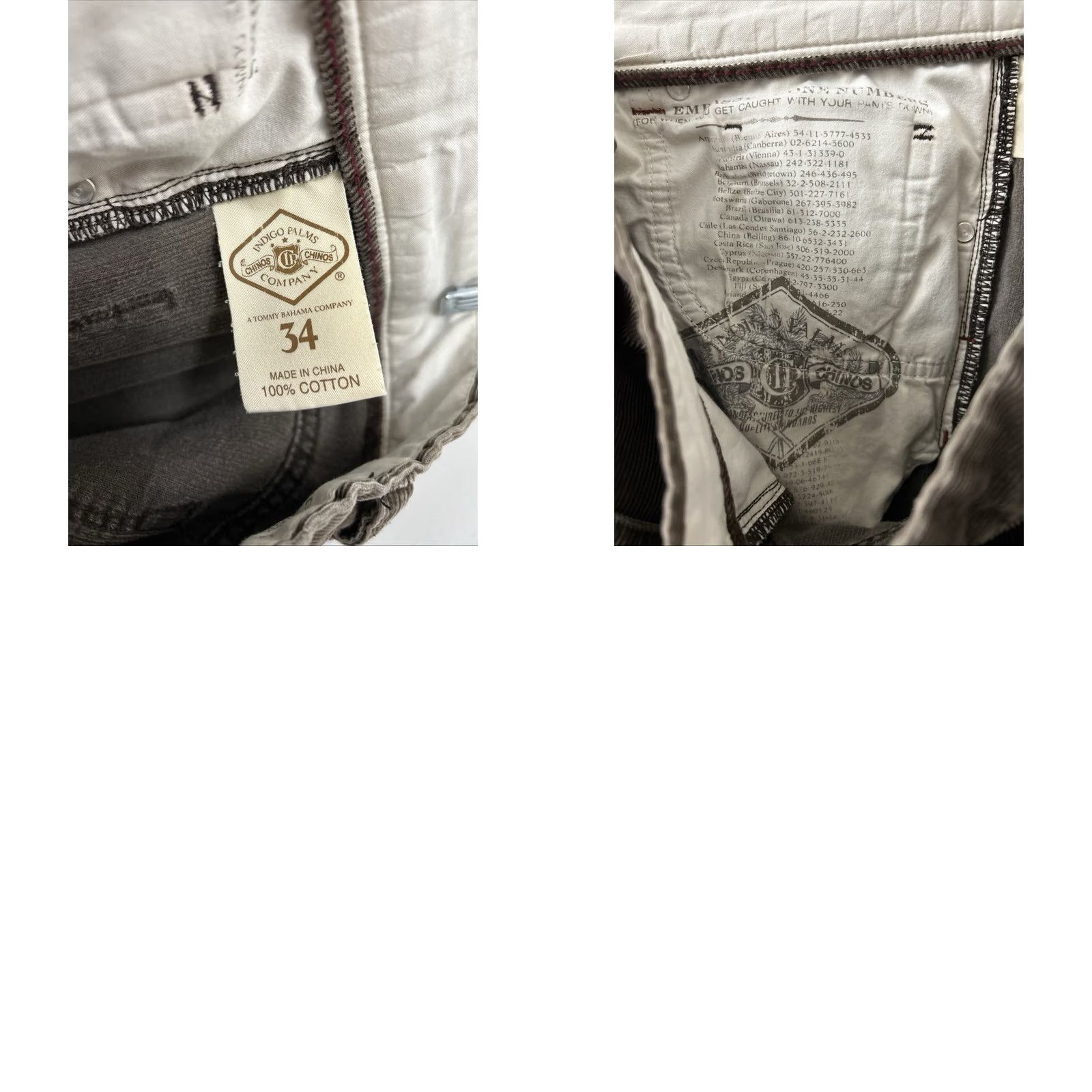 Tommy Bahama Indigo Palms Company Corduroy Chino Pants Mens 34x29 Brown Straight Leg Casual Workwear Vintage No Size US 34 / EU 50 - 9 Thumbnail