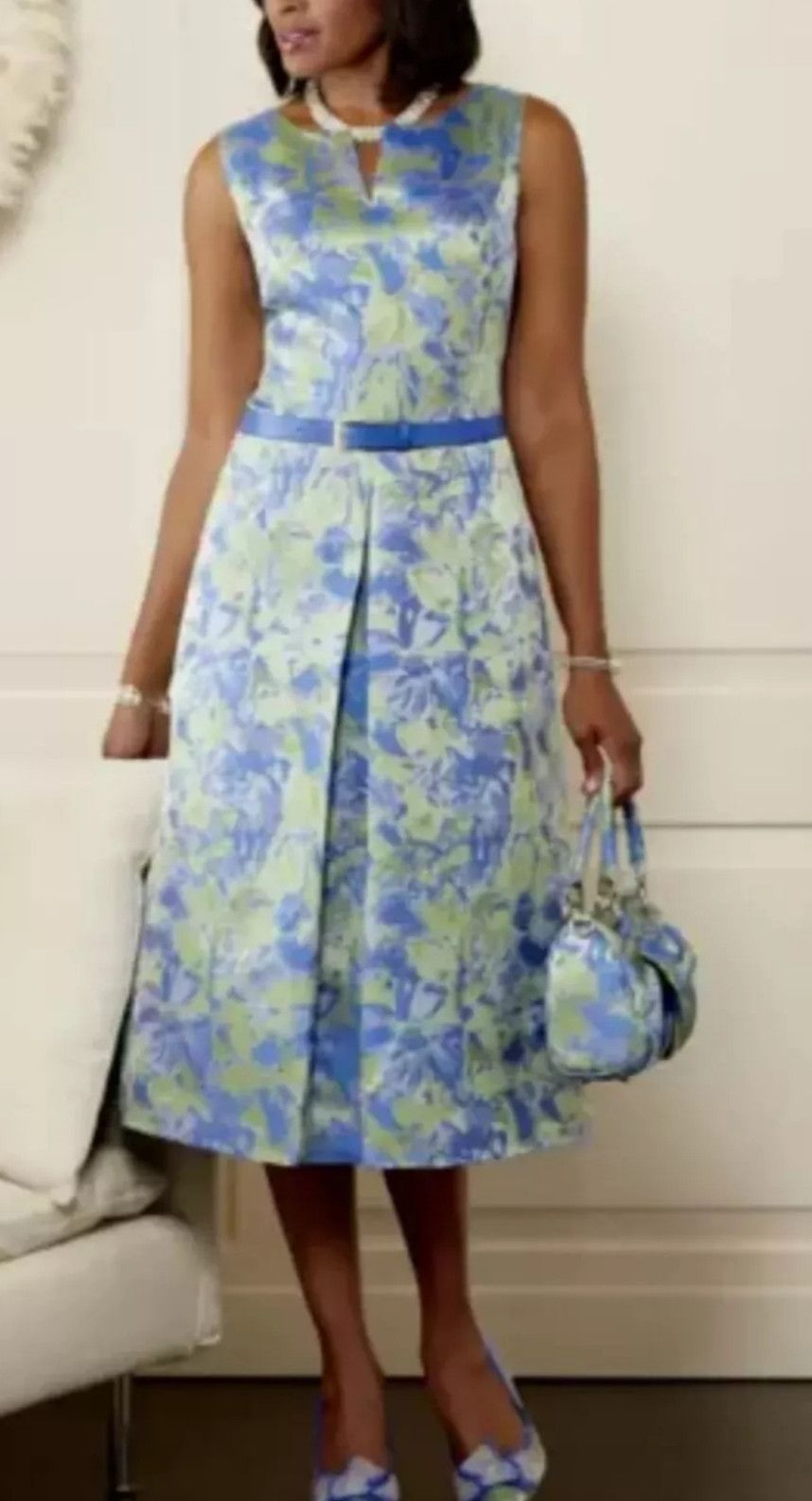 Other ASHRO SILKY BROCADE PASTEL BELTED DRESS & JACKET PLUS 16W Size XL / US 12-14 / IT 48-50 - 2 Thumbnail