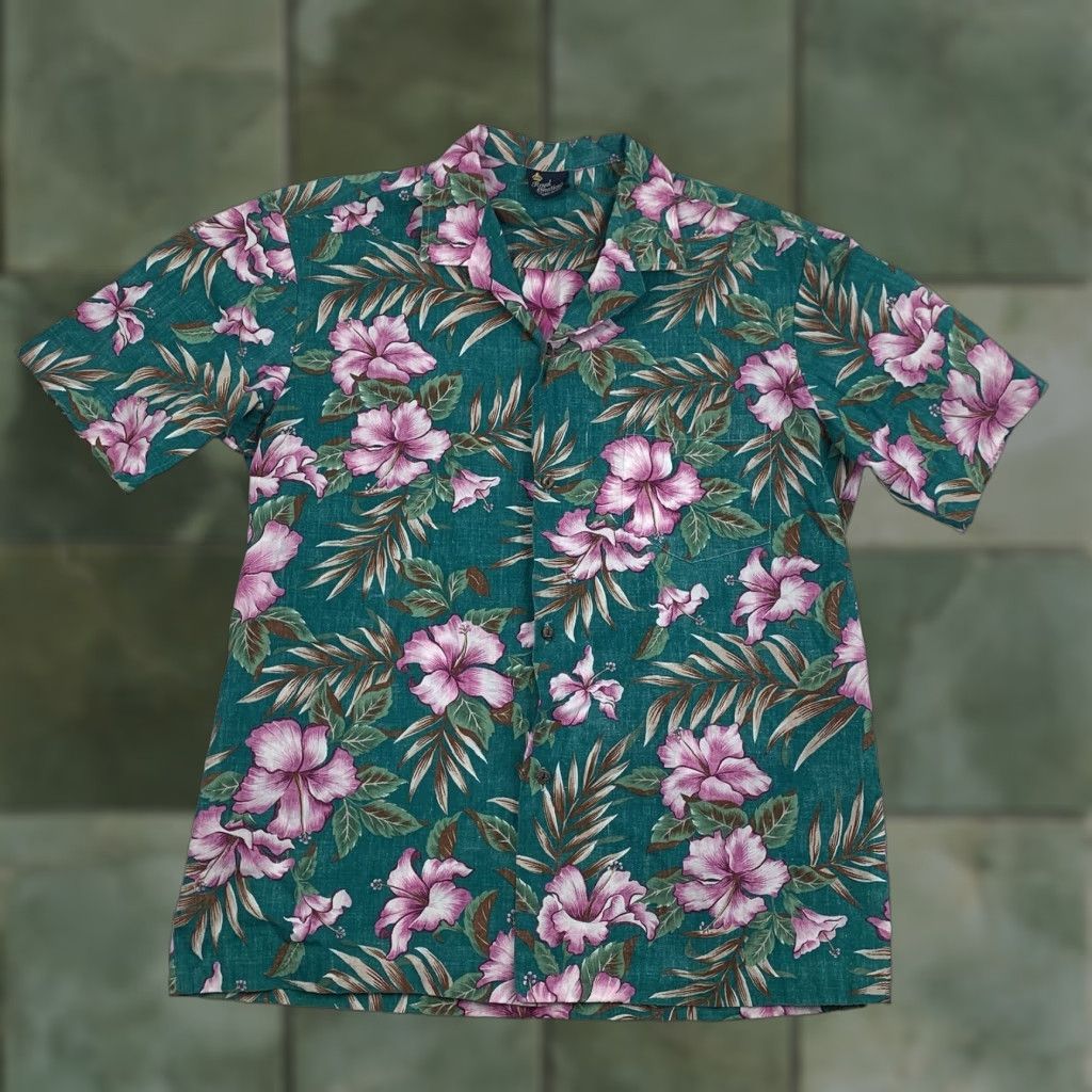 Vintage VINTAGE Royal Creations Hawaiian Shirt Adult Large Green Floral Tropical Beach Size US L / EU 52-54 / 3 - 1 Thumbnail
