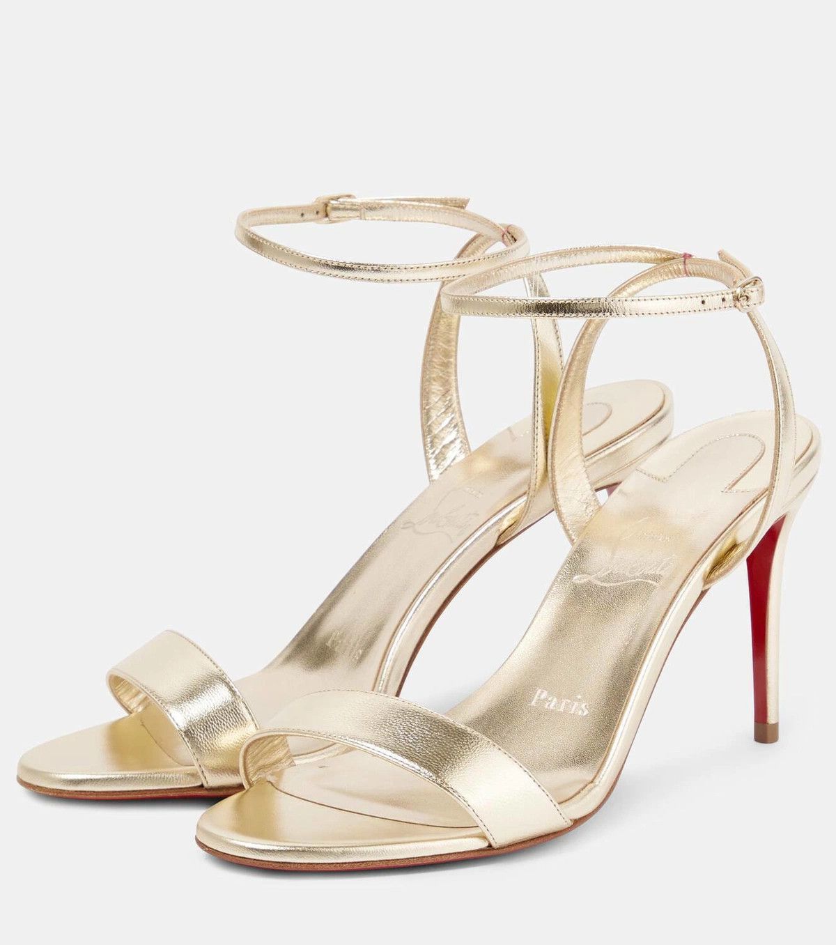 Christian Louboutin Loubigirl 85 Platine Gold Ankle Strap Sandal Heel Pump 41 Size US 11 / IT 41 - 3 Thumbnail