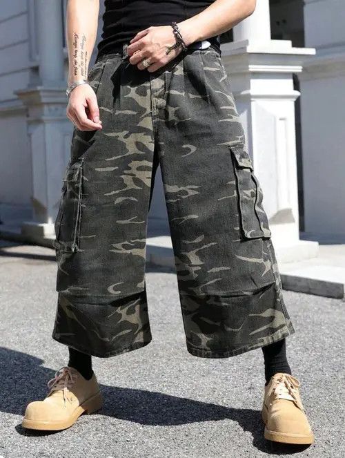 VIBE Casual Camo Denim Cargo Shorts Size US 32 / EU 48 - 6 Thumbnail