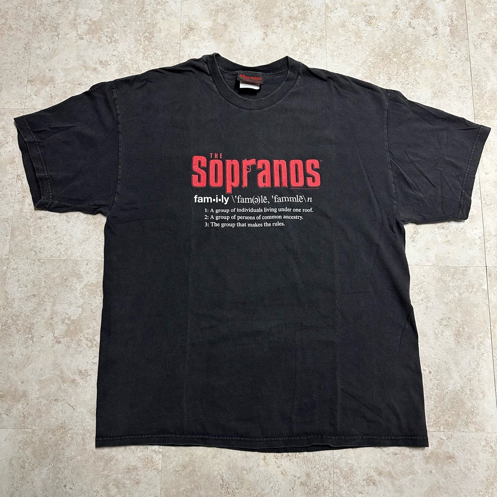 image of Hanes x Vintage Y2K Vintage 2000 The Sopranos Family Hbo Promo T-Shirt in Black, Men's (Size XL)