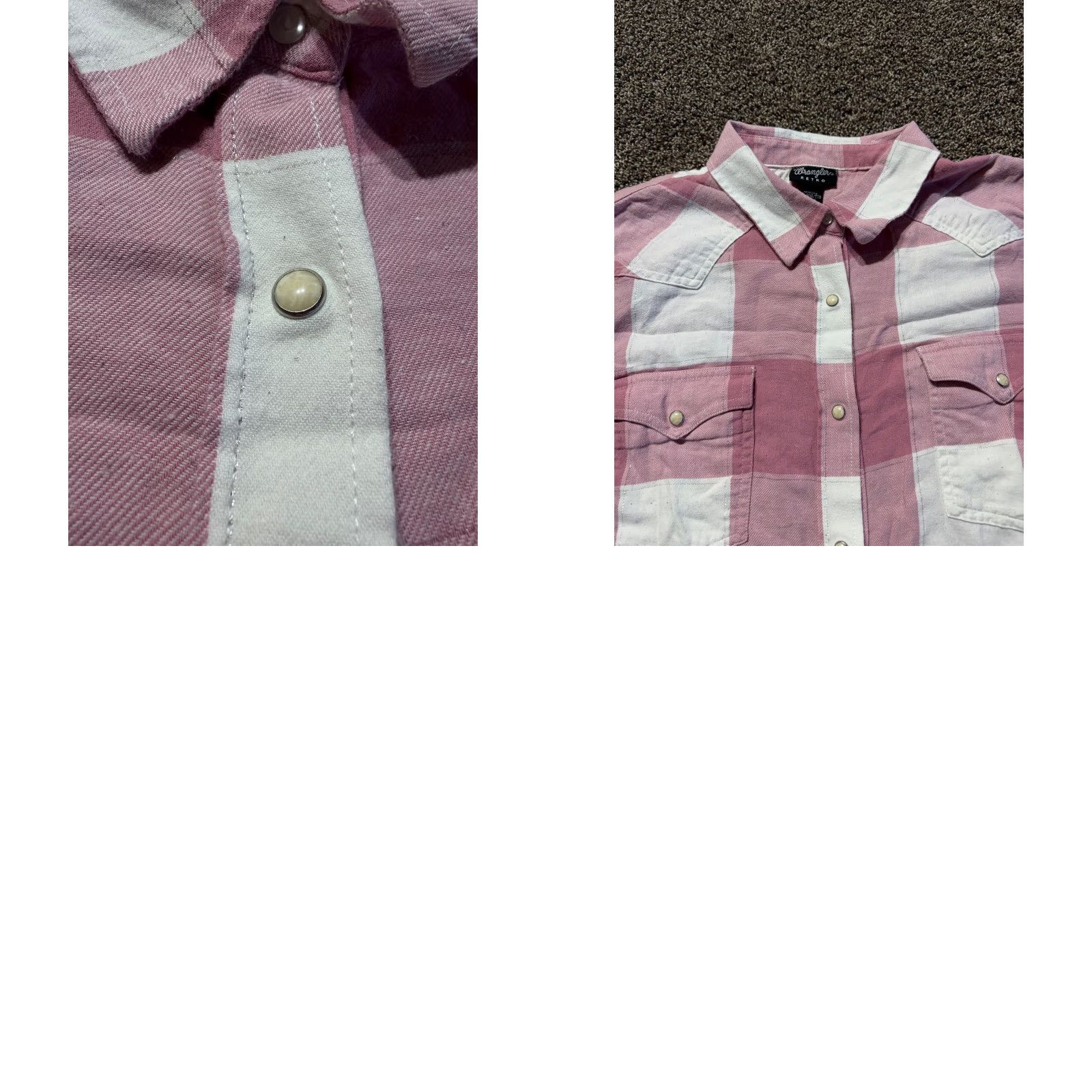 Wrangler Wrangler Retro Women's Shirt 2XL Pink Plaid Distress Sparkle Snap Button-Up Casual Western Vintage: No Size XXL / US 16-18 / IT 52-54 - 8 Thumbnail