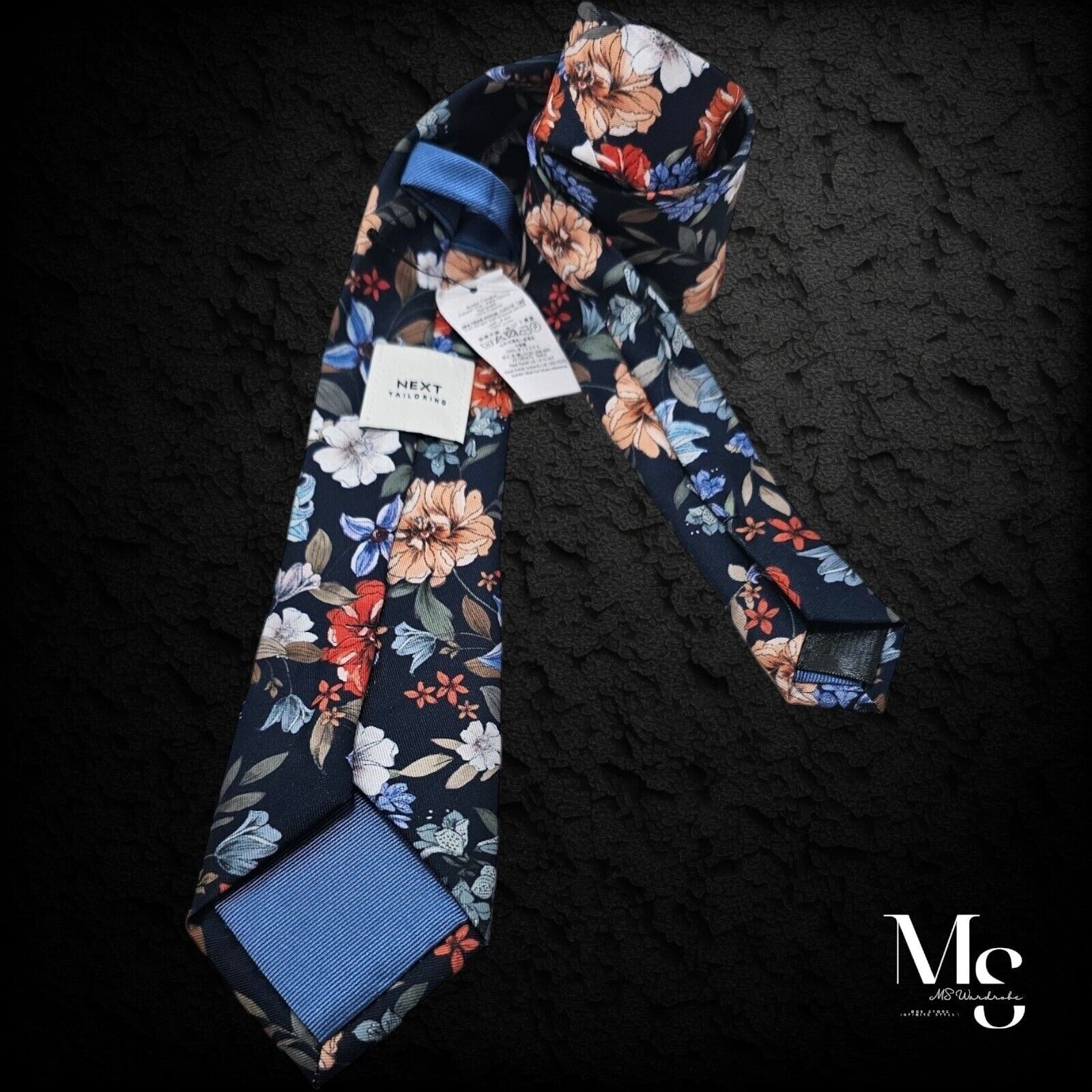 NEXT NEXT Blue Floral Polyester Tie W: 2.5" NWT Size ONE SIZE - 2 Thumbnail