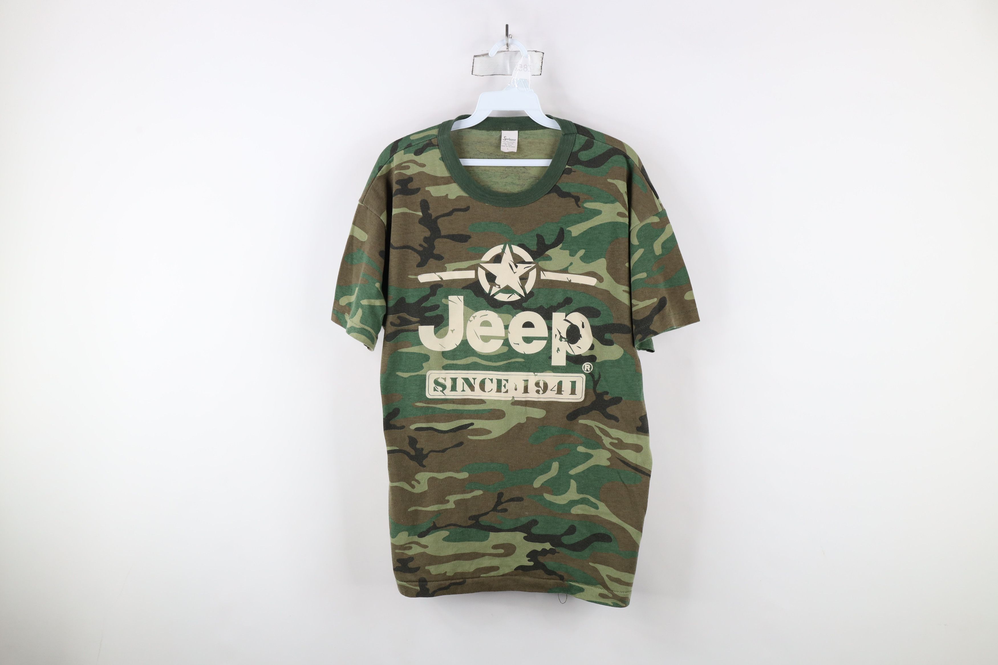 Vintage Vintage 90s Streetwear Spell Out Jeep Camouflage T-Shirt USA Size US L / EU 52-54 / 3 - 1 Thumbnail