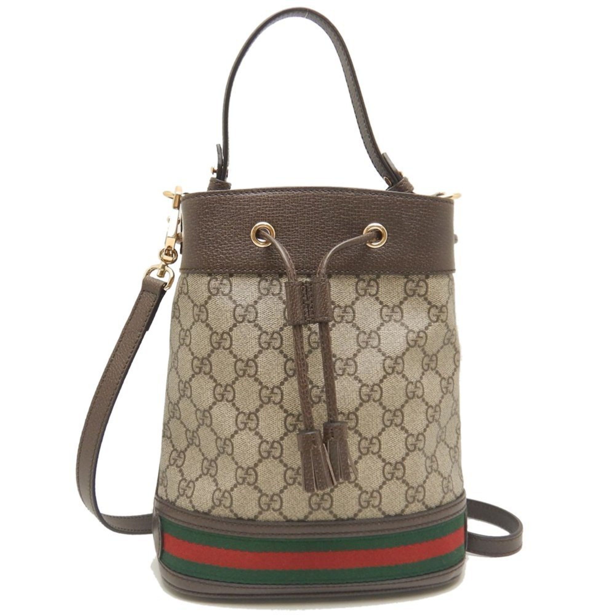 Gucci Ophidia Small Bucket 550621 Shoulder Bag GG Supreme Canvas Beige Brown 252807, Women's