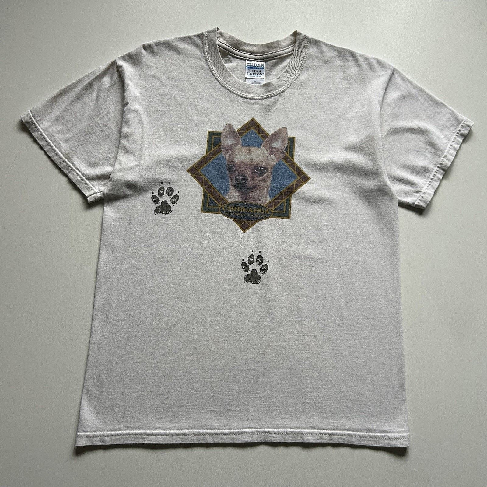 Gildan × Vintage Vintage Chihuahua Animal Art Shirt Medium White Y2K Dog Rare Size US M / EU 48-50 / 2 - 1 Thumbnail