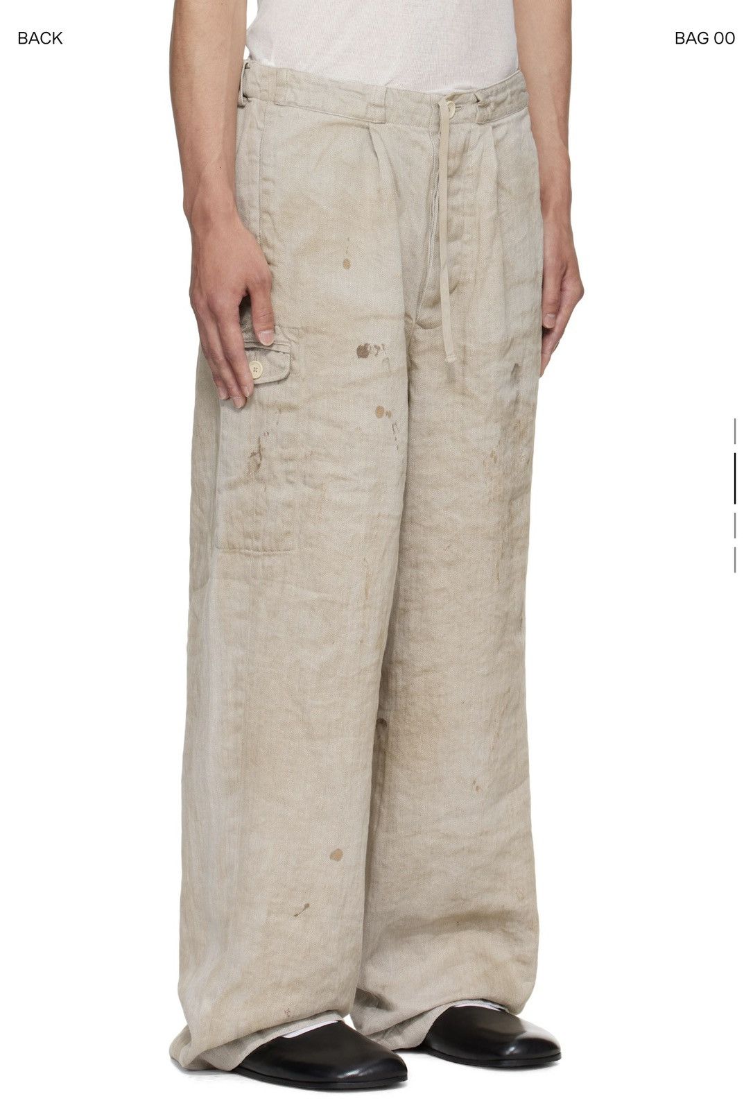 Stein Ssstein Beige Heavy Linen Herringbone Wide Easy Trouser Size US 30 / EU 46 - 6 Thumbnail