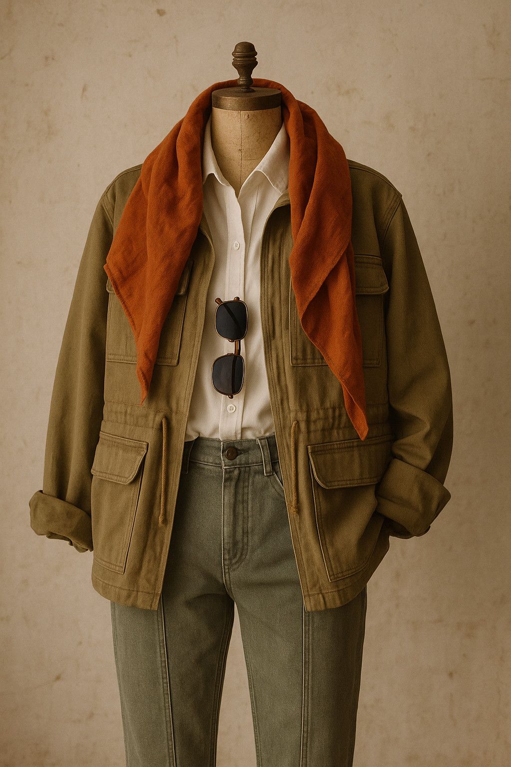 H&M Set: Khaki jacket, 38+ Ecru Shirt, 38+ Sage jeans, 40v Size M / US 6-8 / IT 42-44 - 1 Thumbnail