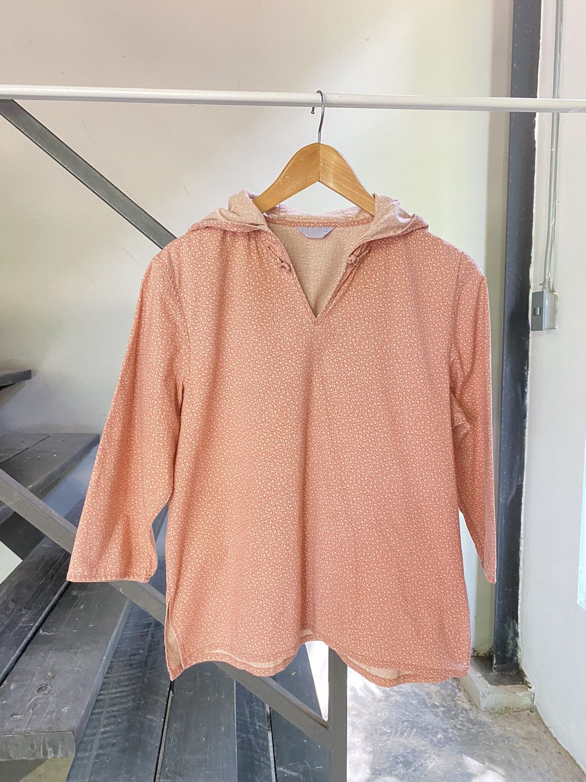 Japanese Brand Powder Peach Hooded V-neck Top Size M / US 6-8 / IT 42-44 - 5 Thumbnail