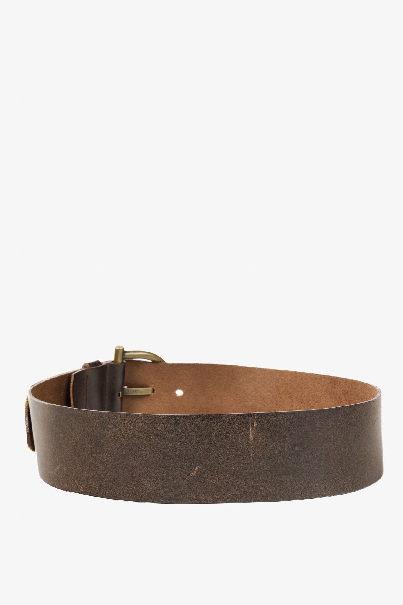 Other Part Two Wide Brown Leather Bronze Buckle Belt Size ONE SIZE - 4 Thumbnail