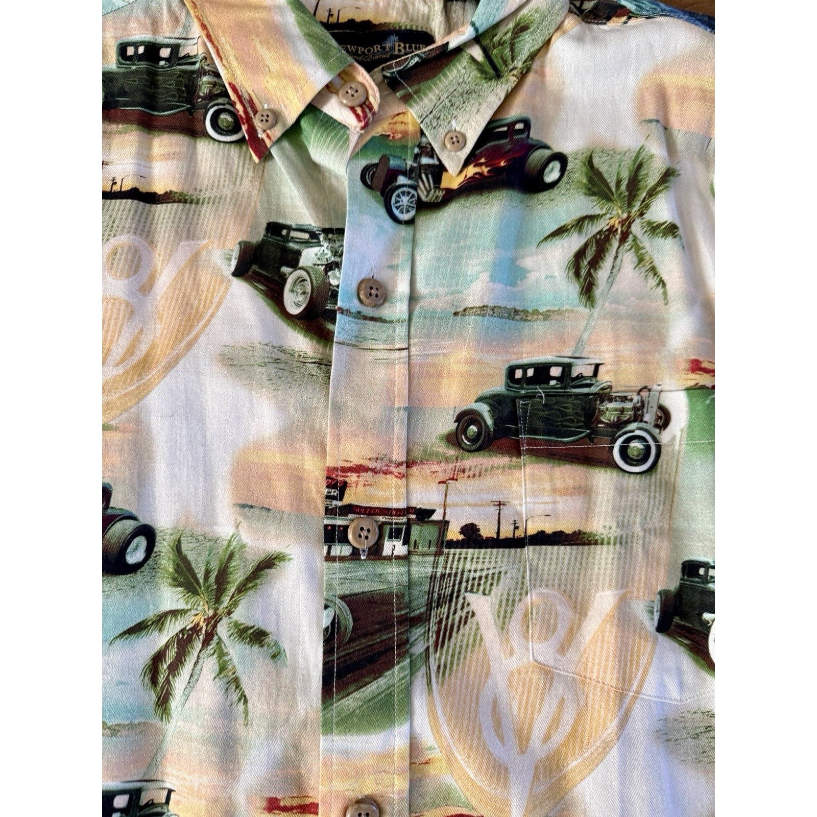 Other Newport Blue Hawaiian Shirt Classic Hot Rod Button Up Men's Size US L / EU 52-54 / 3 - 3 Thumbnail