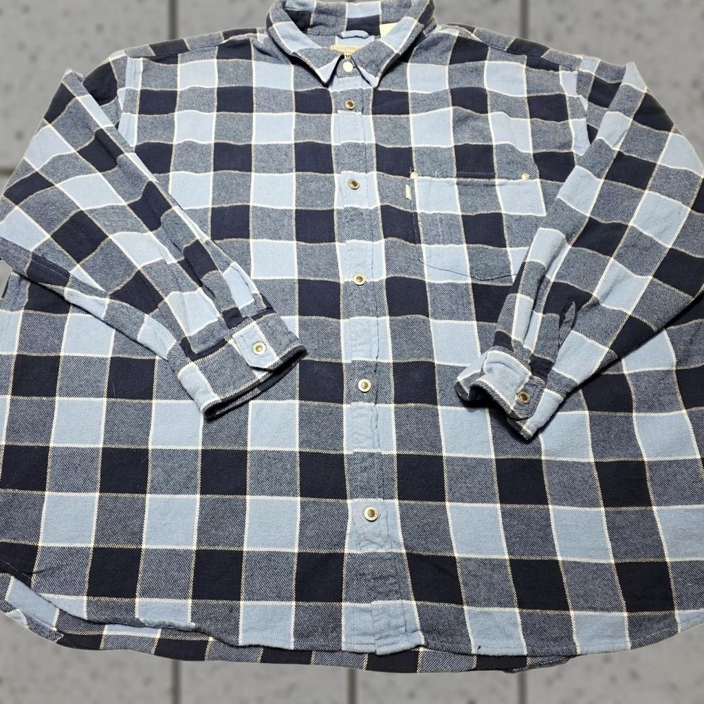 Levi's Levi’s Silvertab Blue Flannel Plaid Button Up Shirt Oversized 2XL Men’s Big & Tall Cotton Long Sleeve Size US XXL / EU 58 / 5 - 1 Thumbnail