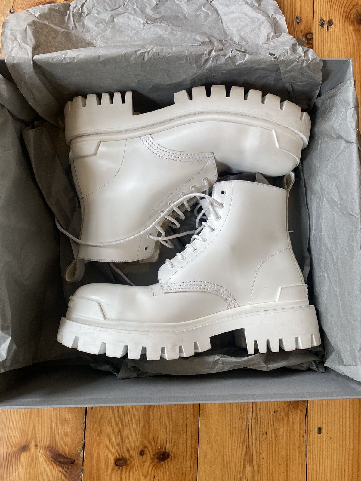 Balenciaga Balenciaga strike boots white Grailed