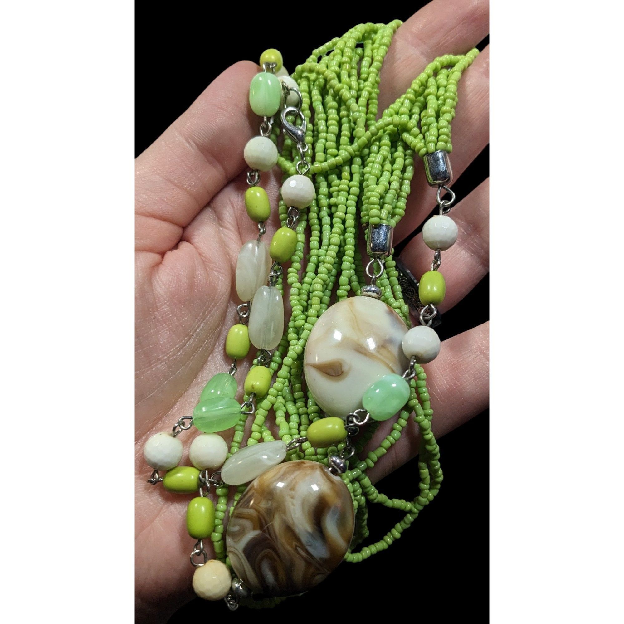Other Vintage Fairycore Green Glass And Acrylic Beaded Necklace Size ONE SIZE - 4 Thumbnail
