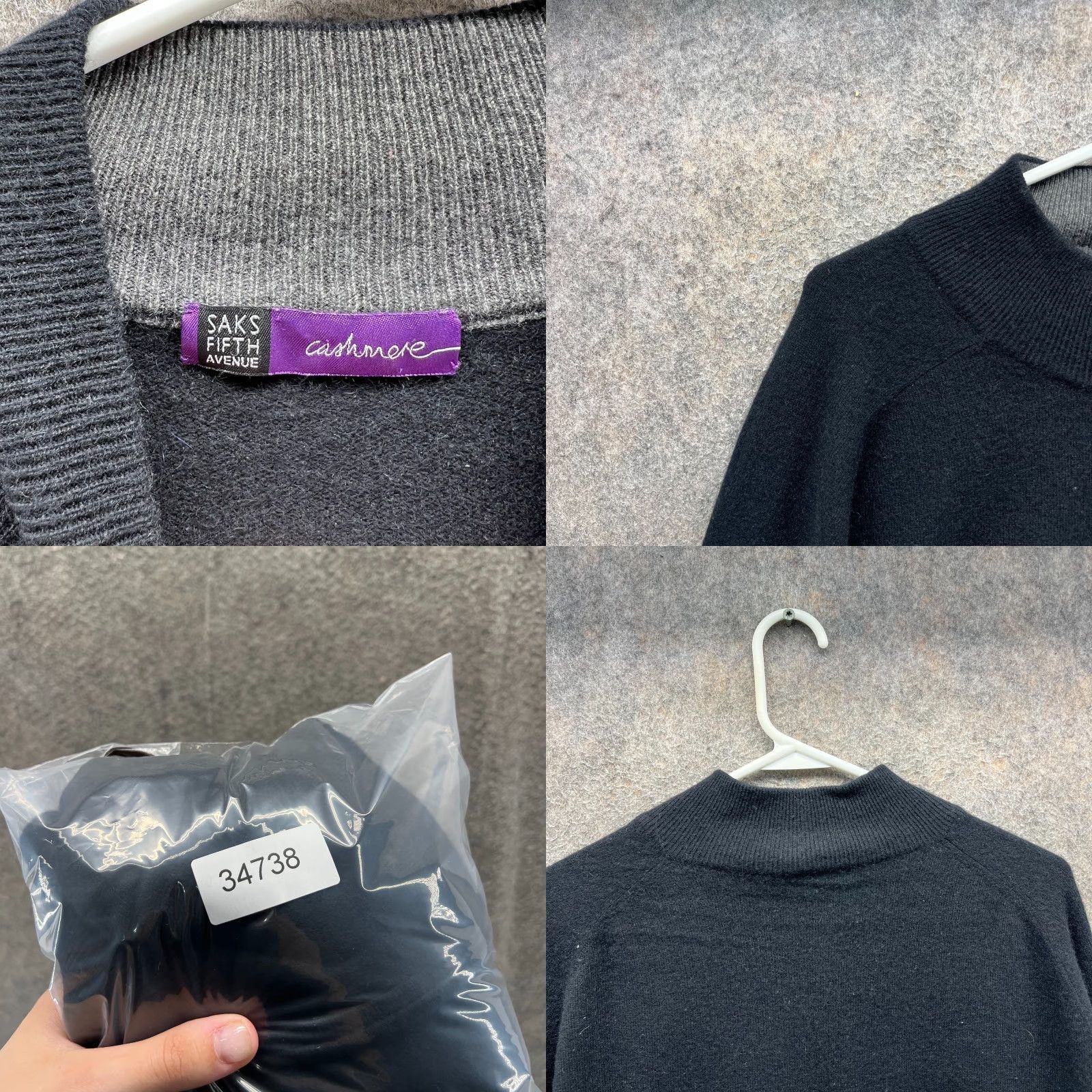 Saks Fifth Avenue VINTAGE Saks Fifth Avenue Pullover Sweater Mens 2XL Black Cashmere Zip Mock Neck Size US XXL / EU 58 / 5 - 8 Thumbnail