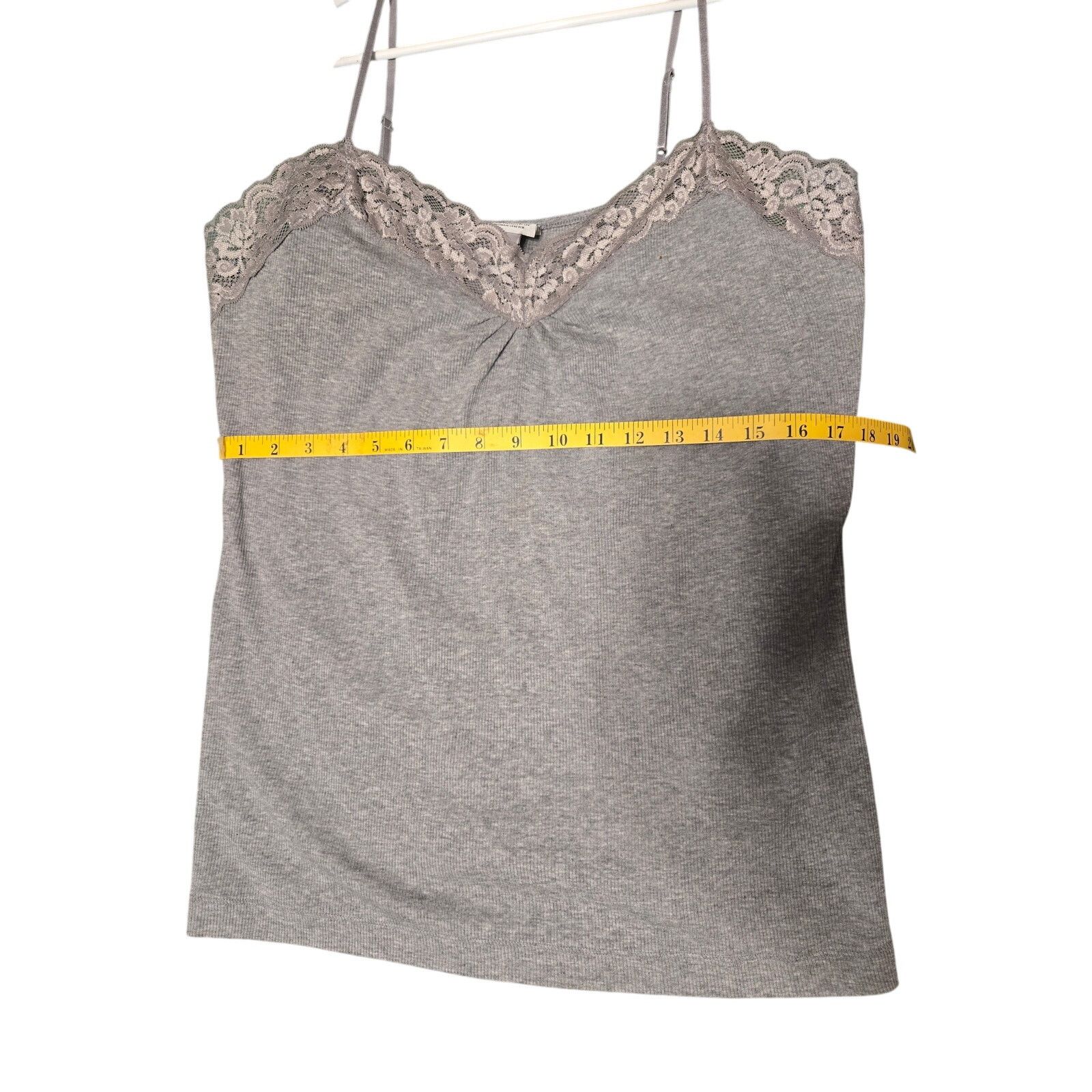 Worthington Worthington Woman 1X Gray Ribbed Lace Trim Cami Plus Size Size XXL / US 16-18 / IT 52-54 - 10 Thumbnail
