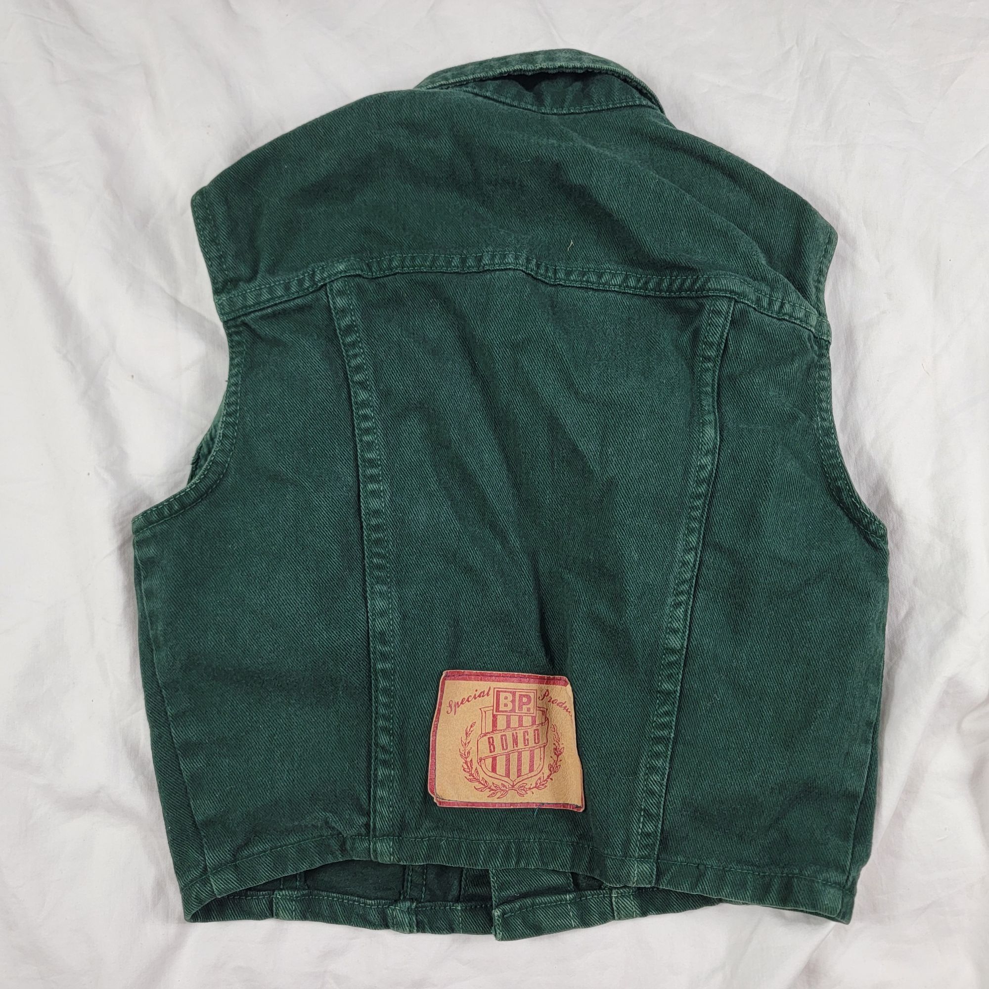 Other × Vintage Vintage Bongo Womens Small Green Denim Vest By Gene Montesan Size S / US 4 / IT 40 - 2 Thumbnail