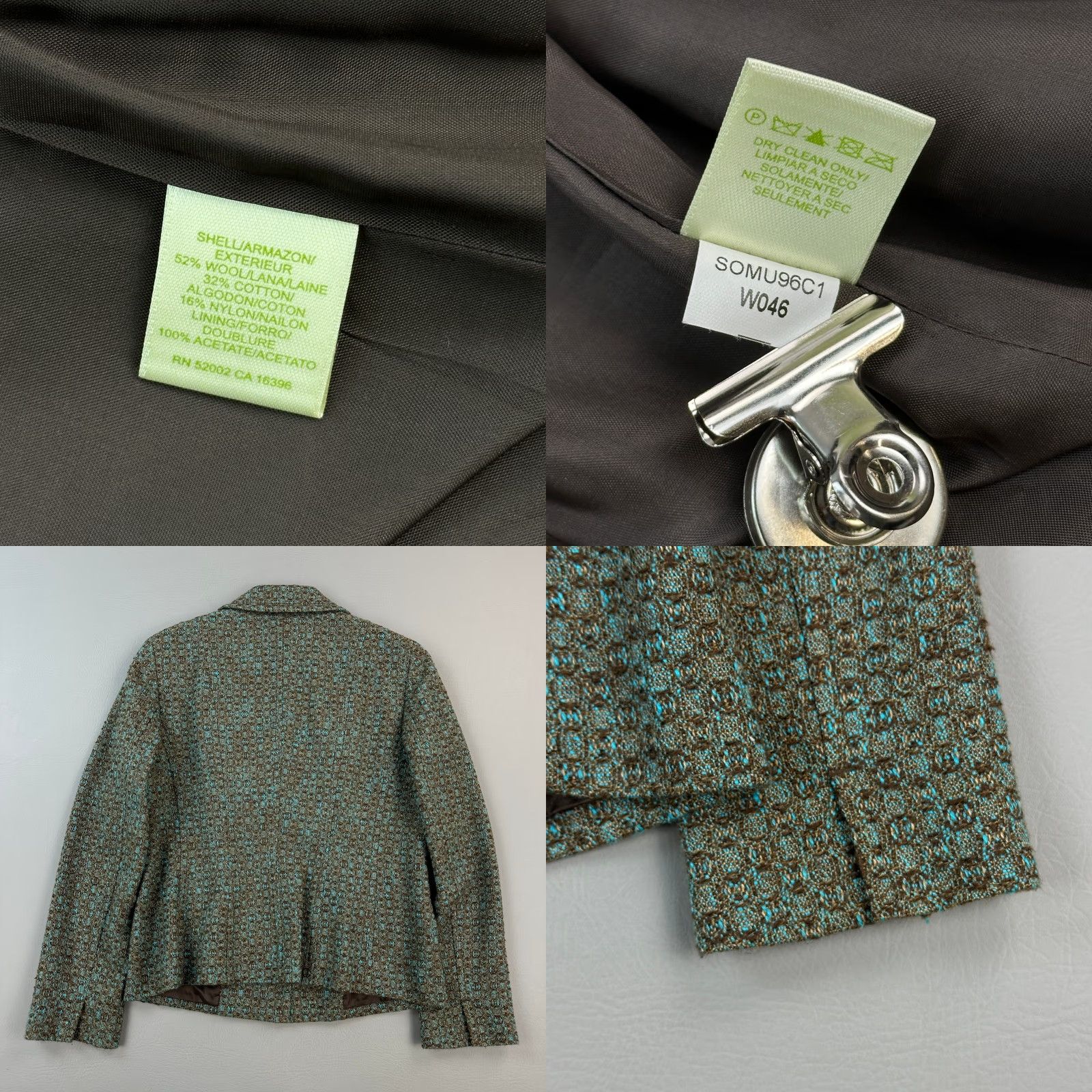 Vintage Sigrid Olsen Blazer Jacket Women's 10 Brown Teal Textured Tweed Wool Blend Blazer Size L / US 10 / IT 46 - 8 Thumbnail