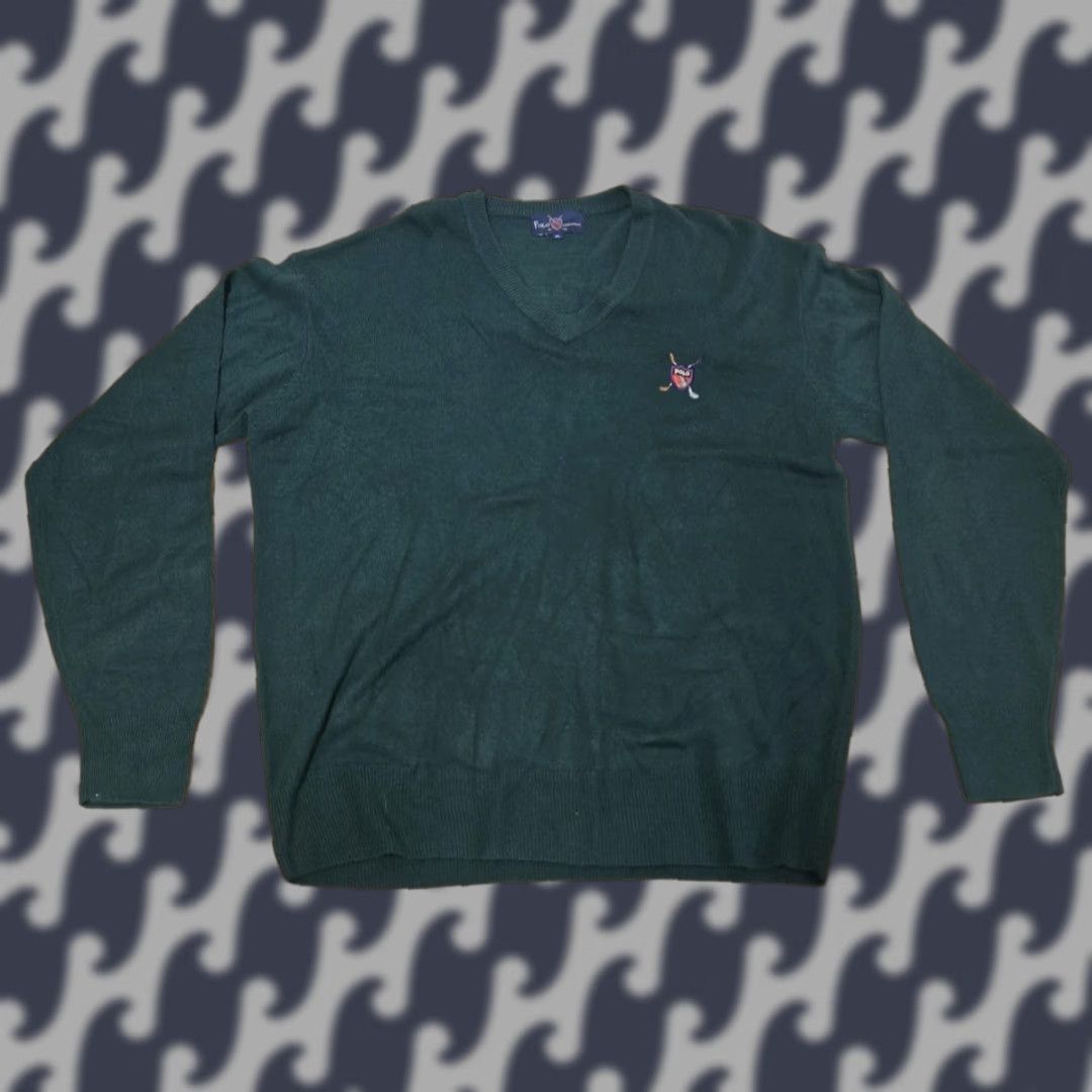 Polo Ralph Lauren Polo Ralph Lauren Sweater Mens XL Green Cashmere V-Neck Golf Crest Pullover Knit Size US XL / EU 56 / 4 - 1 Thumbnail