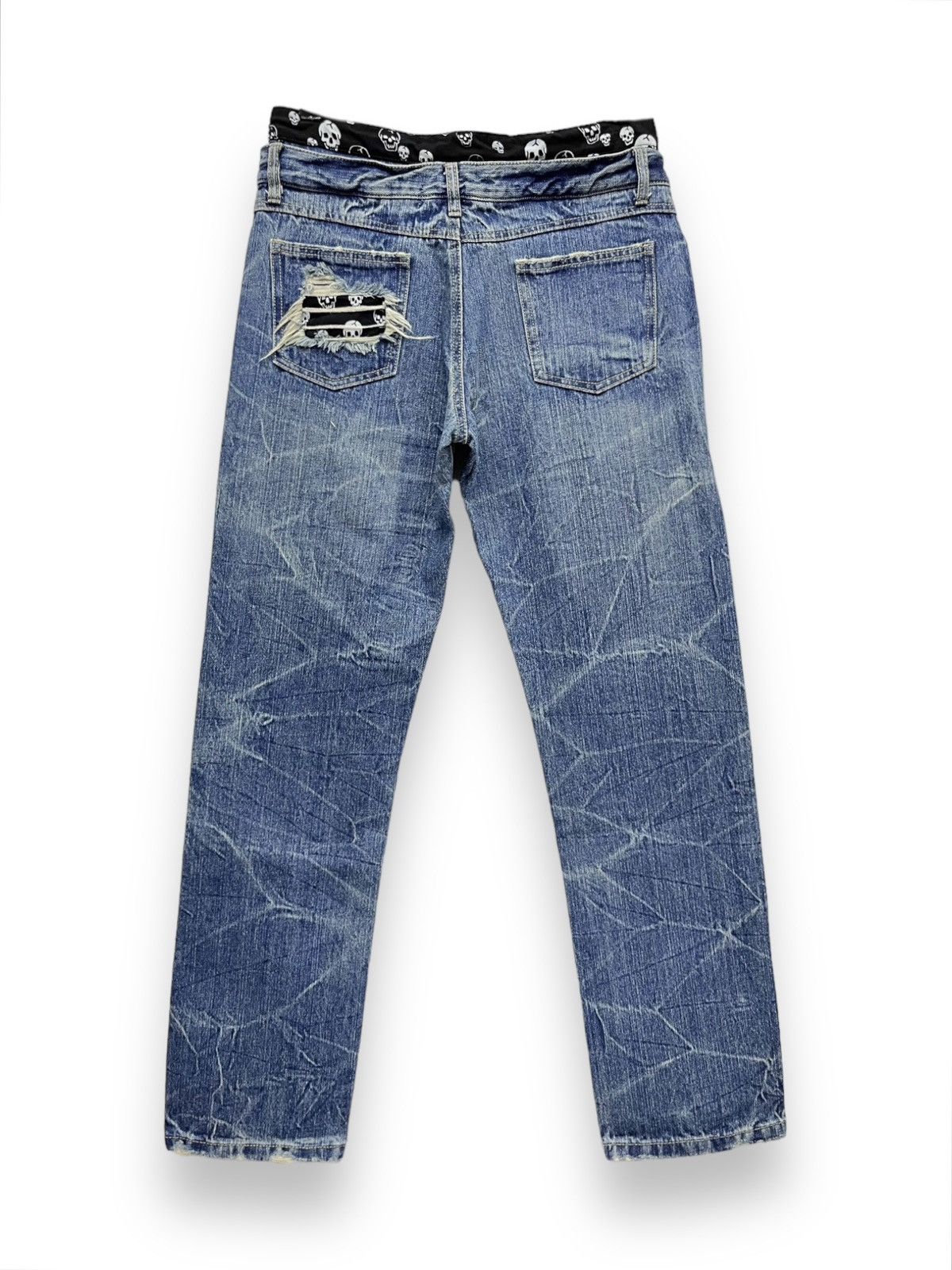 Vintage 💀PLAYCHESS Skulls Grunge Double Waist Distressed Denim Size US 29 - 7 Thumbnail