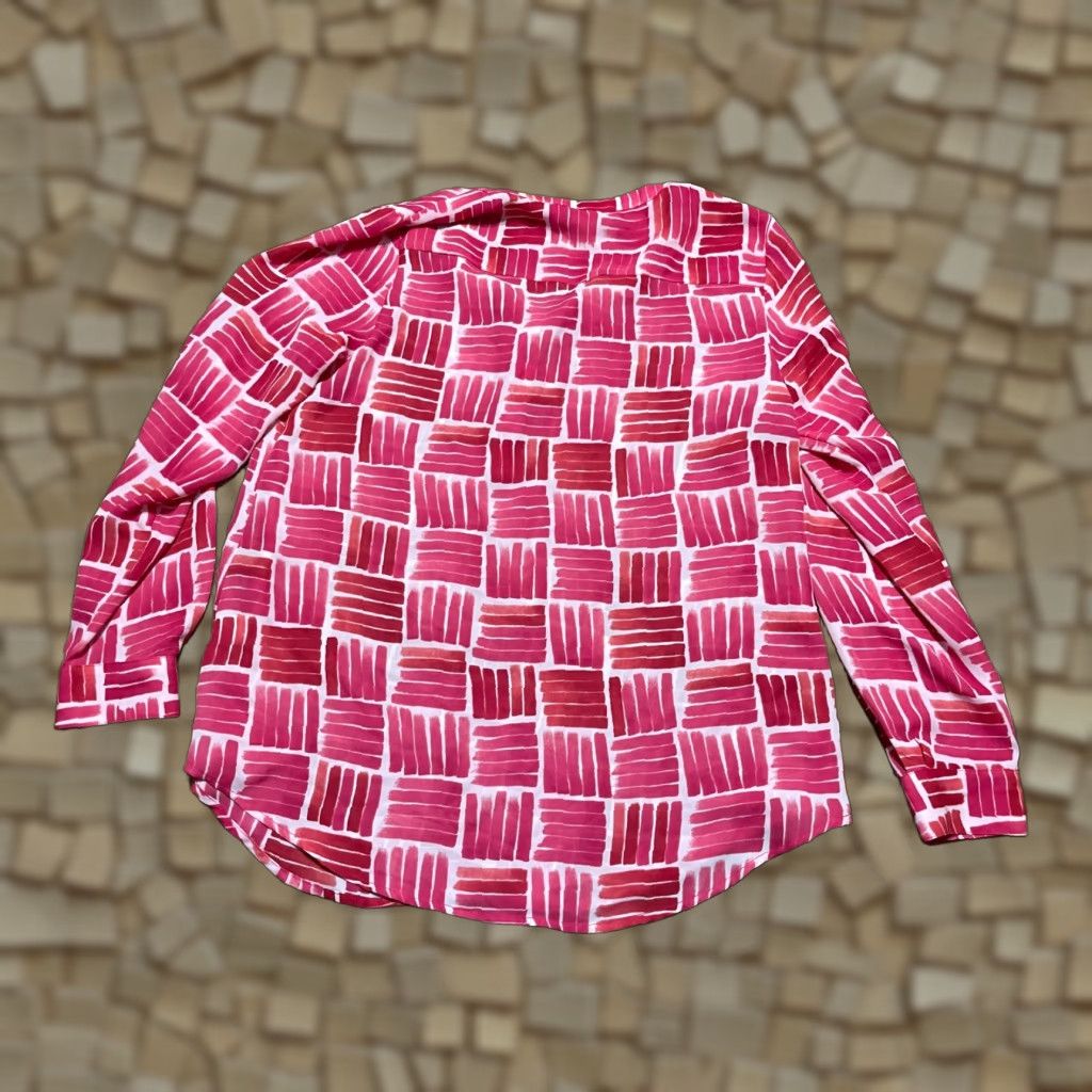 Liz Claiborne Liz Claiborne Shirt Women's Medium Button-Up Long Sleeve Pink Red White Casual Modern Button-Up Dick? Size M / US 6-8 / IT 42-44 - 1 Thumbnail