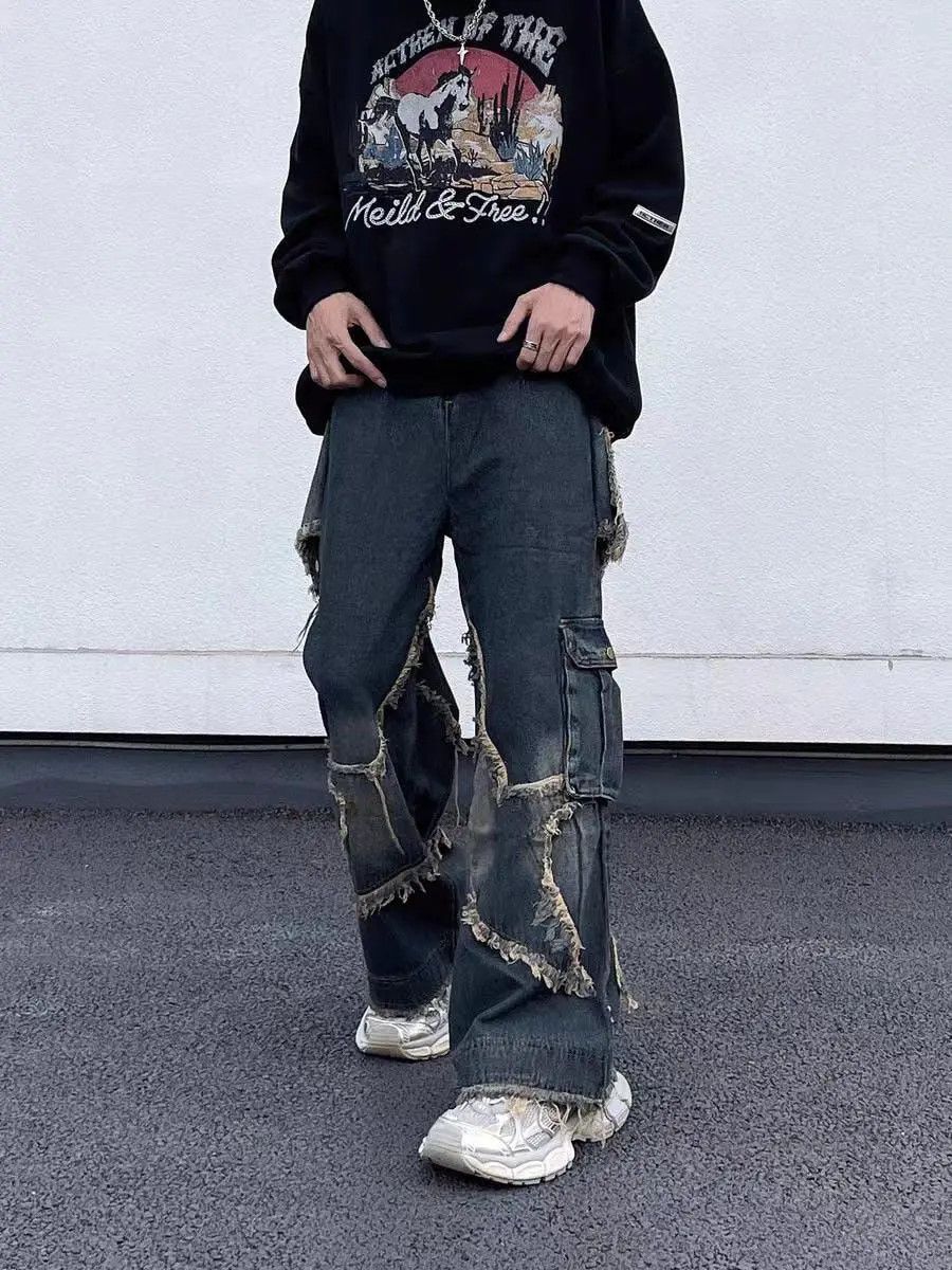 Japanese Brand × Jean Embroidered Star Baggy Denim Jeans Size US 30 / EU 46 - 1 Thumbnail