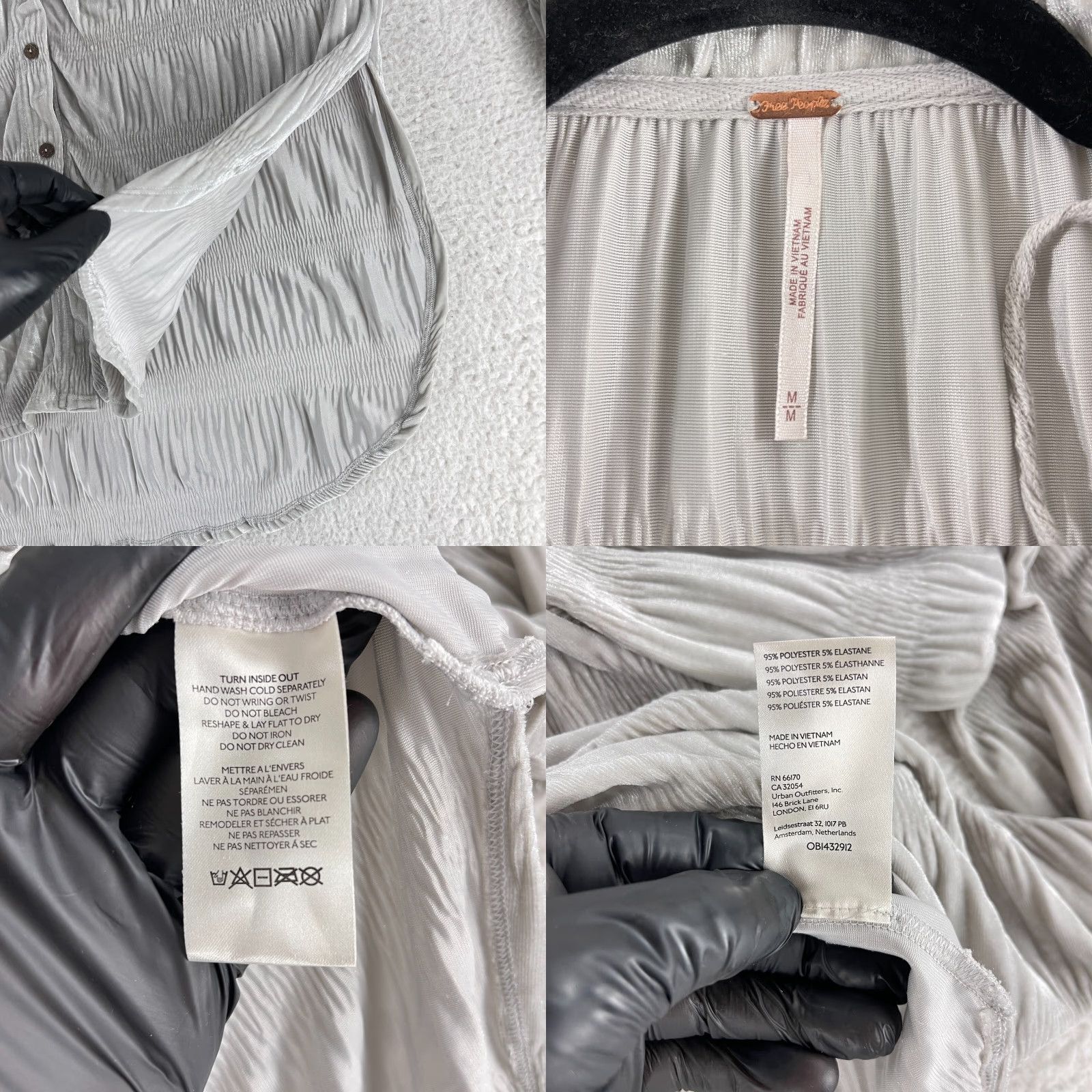 Free People Free People Button-Up Shirt Womens Medium Gray Velour Long Sleeve Casual Velvet Size M / US 6-8 / IT 42-44 - 8 Thumbnail
