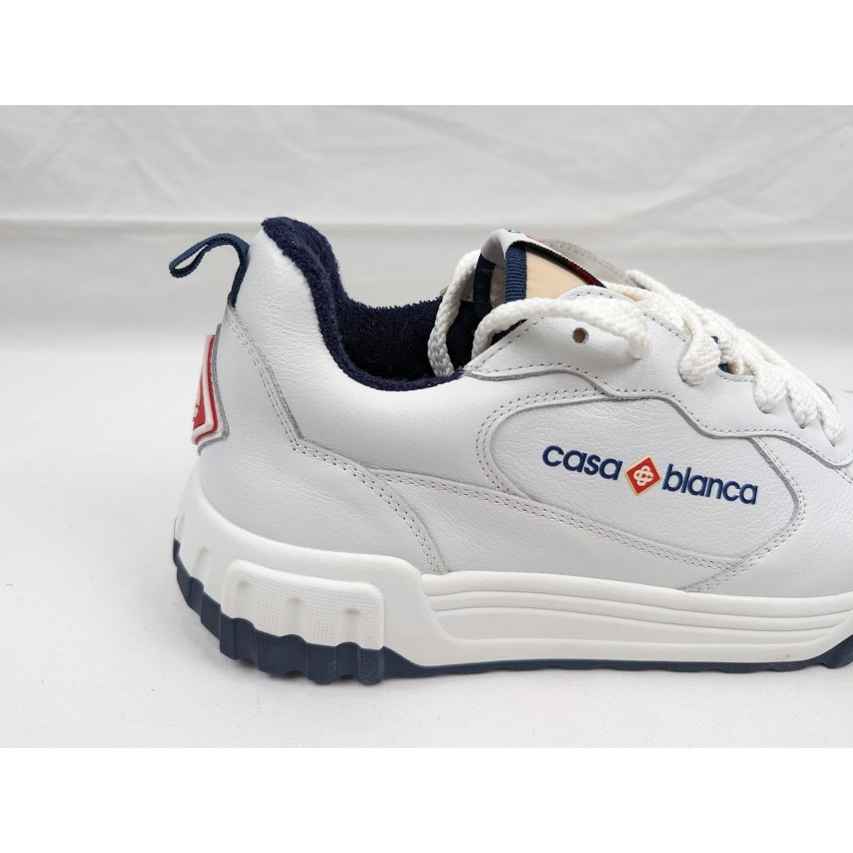 Casablanca o1rshd1 Men's Court Sneakers in White Navy Size US 9 / EU 42 - 4 Thumbnail