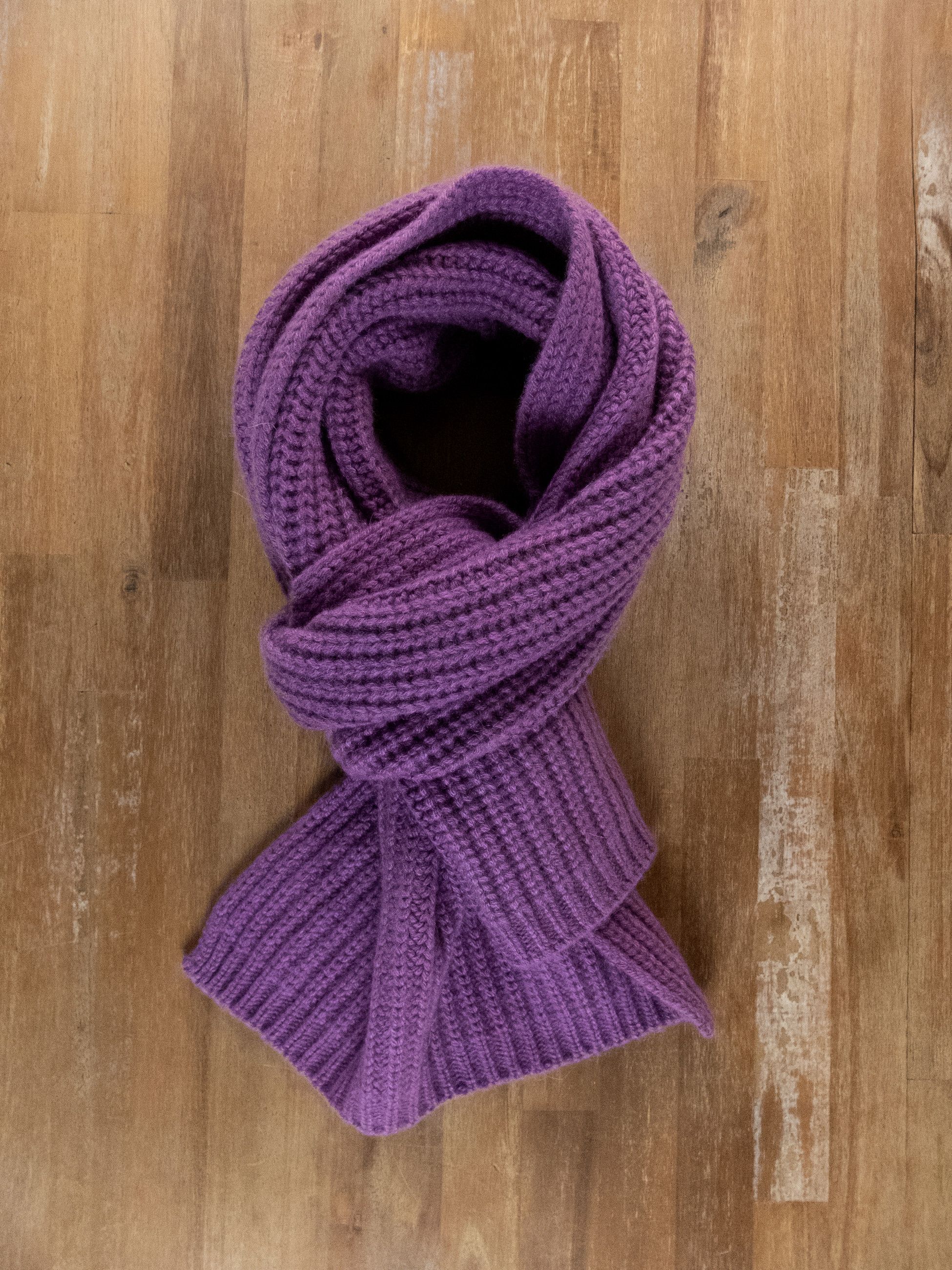 Loro Piana LORO PIANA Davenport lilac purple ribbed knit cashmere scarf Size ONE SIZE - 4 Thumbnail