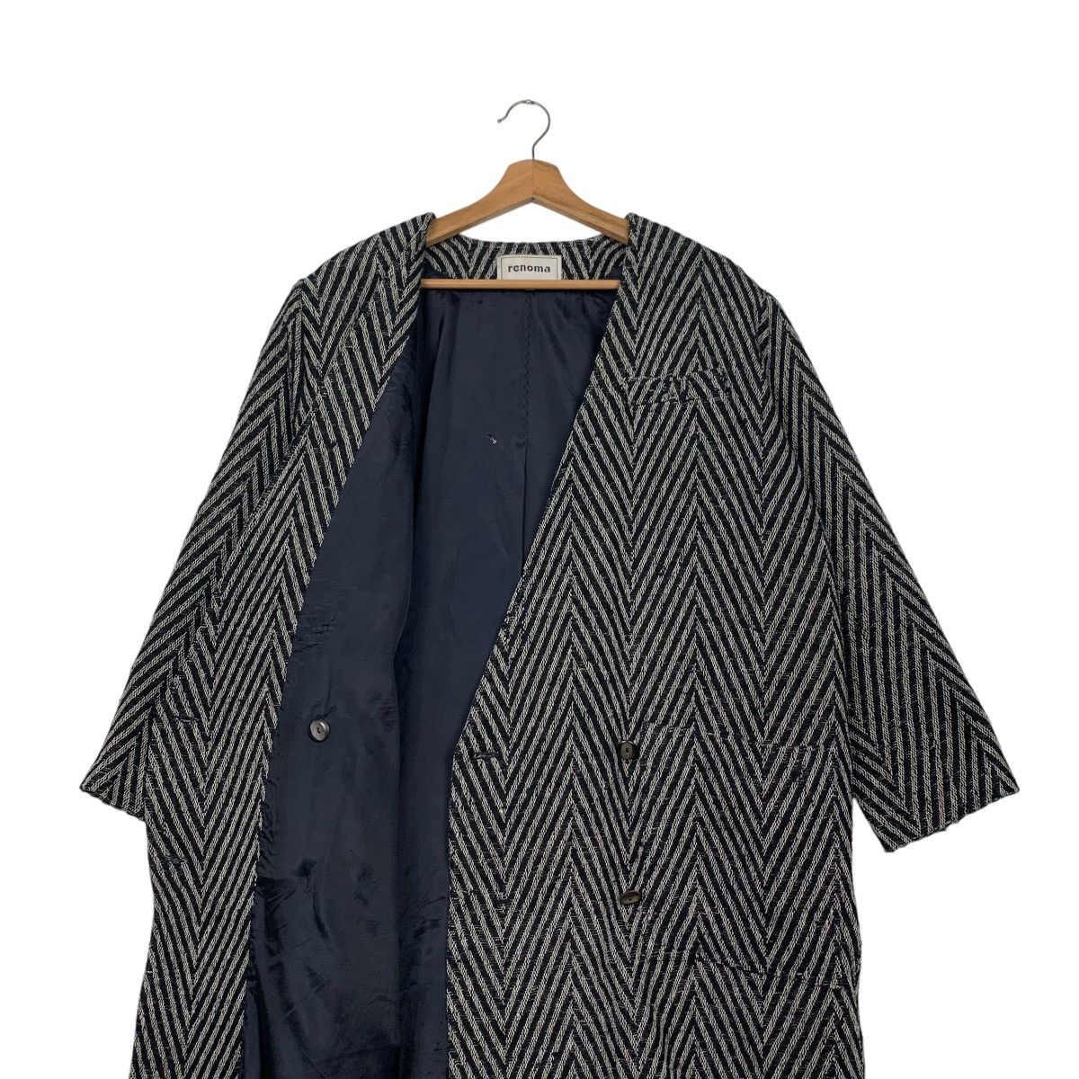 Renoma Vintage 90s RENOMA Herringbone Long Coat Oversized 2455-C110 Size US M / EU 48-50 / 2 - 10 Thumbnail