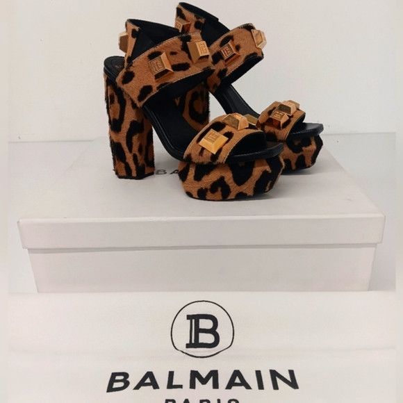 Balmain Womens Ava Leopard Studded Platform Heels - EU36/US6