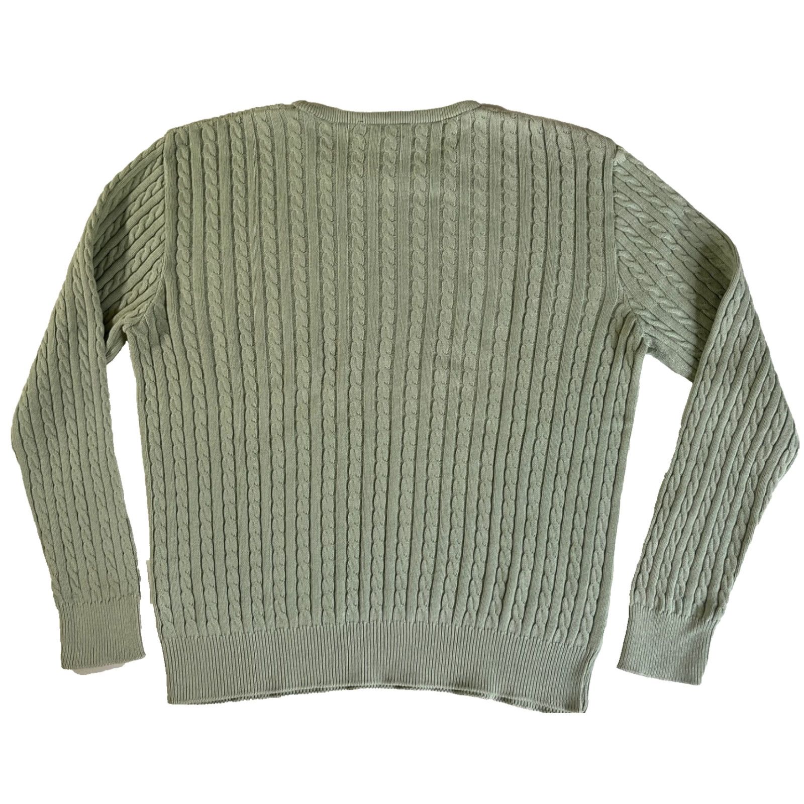 Brooks Brothers VINTAGE Brooks Brothers Women's Cable Knit Crewneck Sweater Size L Green 100% Cotton Pullover Crew Neck Knit Sweater Womens Size L / US 10 / IT 46 - 3 Thumbnail