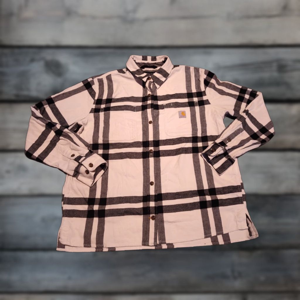 Carhartt Carhartt Flannel Shirt Women’s M Black Plaid Button-Up Tunic Relaxed Fit Outdoor Workwear Size M / US 6-8 / IT 42-44 - 1 Thumbnail