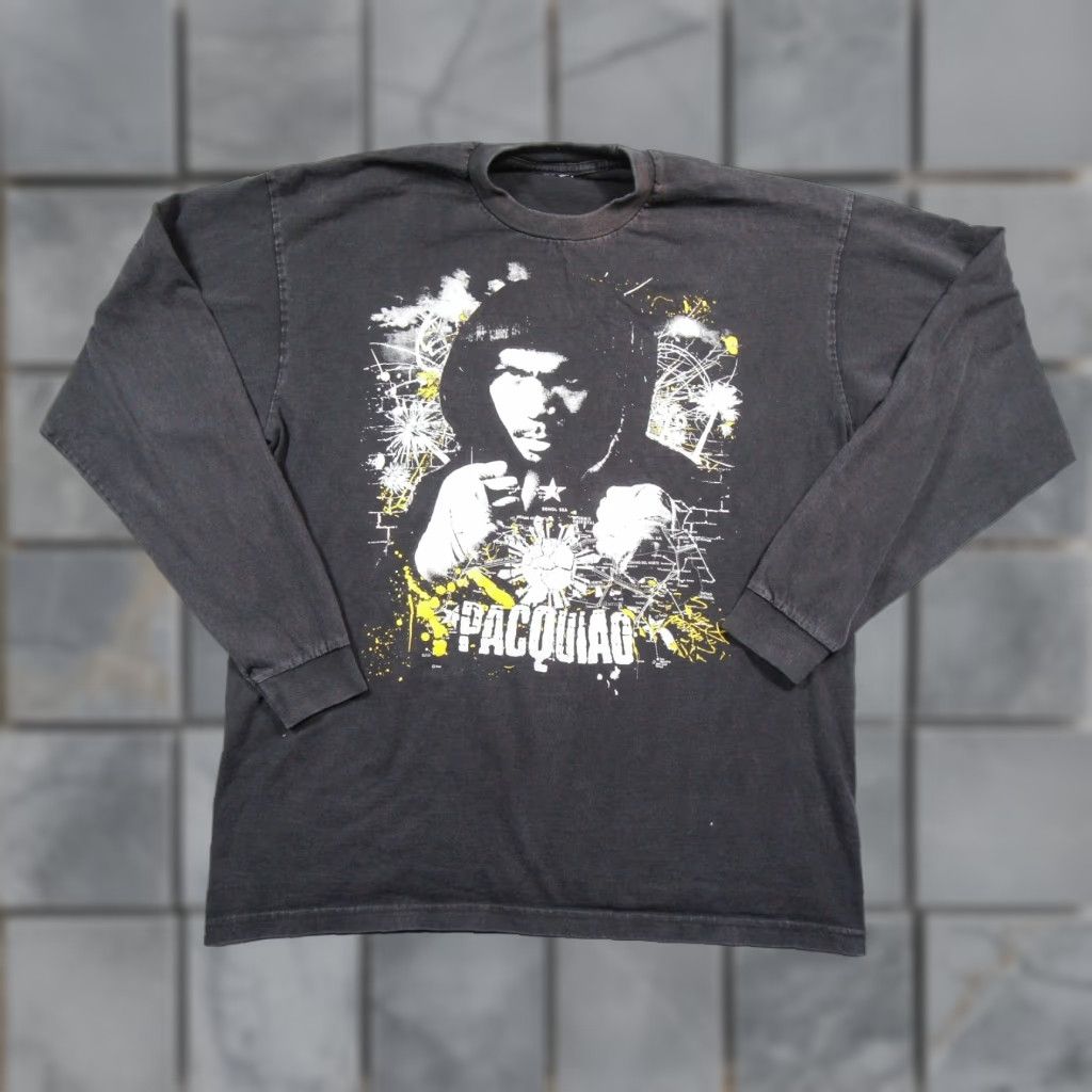 Vintage VINTAGE Manny Pacquiao Shirt Mens XL Black Long Sleeve Boxing Tee Faded Y2K Size US XL / EU 56 / 4 - 1 Thumbnail