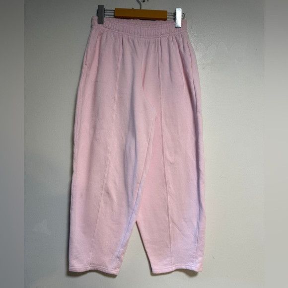 Zara ZARA Women’s Light Pink Barrel-Leg Fleece Joggers Size M Size 28" / US 6 / IT 42 - 2 Thumbnail
