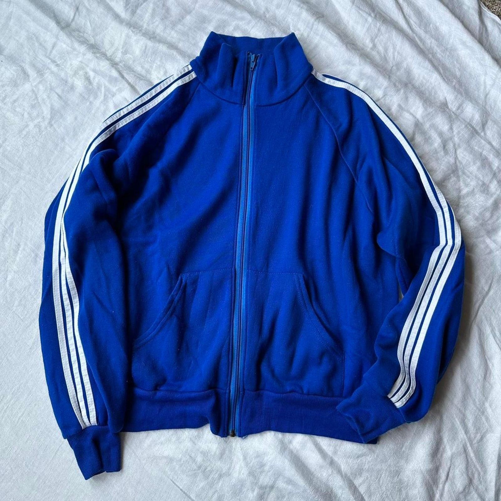 Vintage Vintage 80s Blue Striped Zip Up Track Suit Jacket Size US XL / EU 56 / 4 - 4 Thumbnail