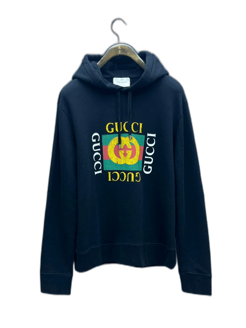 Gucci Black Retro Logo Print Hoodie