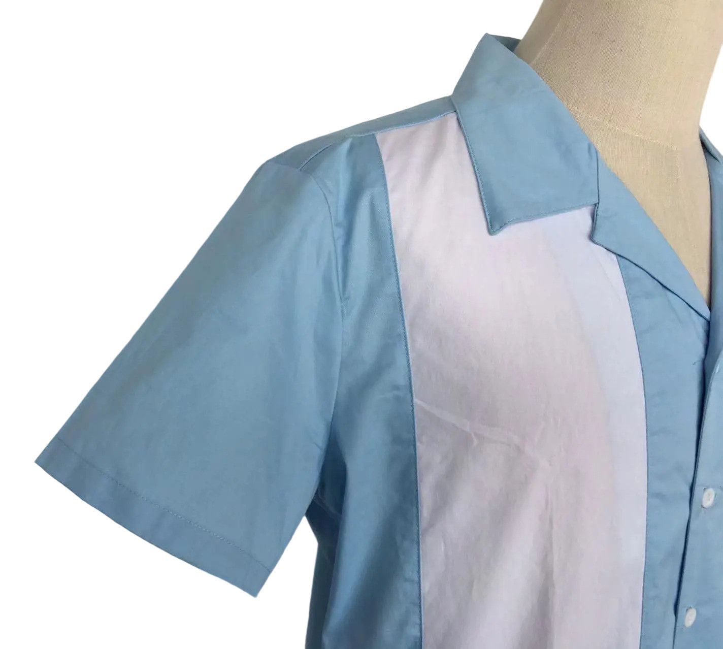 Other Retro Two-tone Men Shirt Solid Casual Shirt Lightblue Size US XXL / EU 58 / 5 - 4 Thumbnail