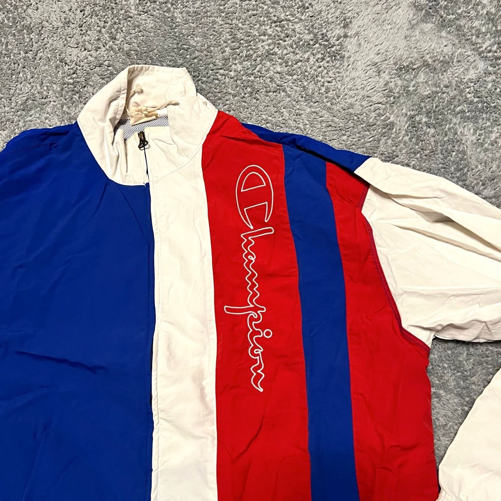 Champion VINTAGE Champion Jacket Mens Large Windbreaker 3 Panel Red White Blue Blue L Mens Jacket Size US L / EU 52-54 / 3 - 2 Thumbnail