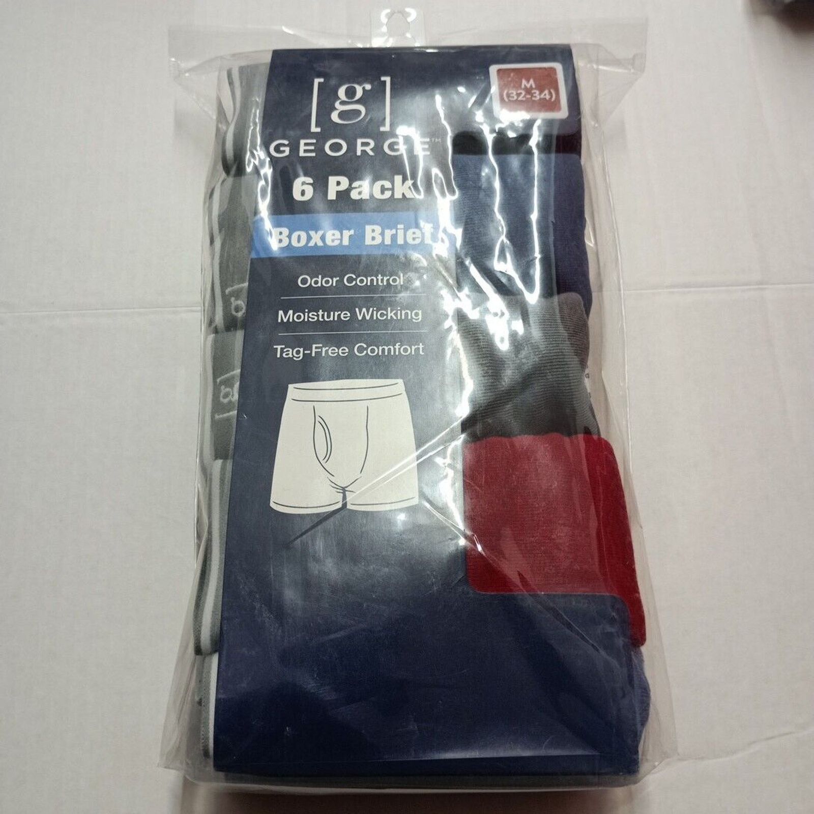 George George Men's Cotton Stretch Boxer Briefs 6-Pack Size M 32-34 Size 32 - 1 Thumbnail