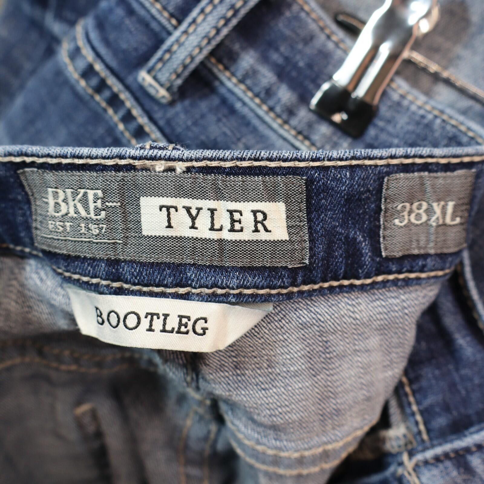 Buckle Black BKE Tyler Jeans Men 38 Blue Bootleg Thick Stitch 38XL Size US 38 / EU 54 - 8 Thumbnail