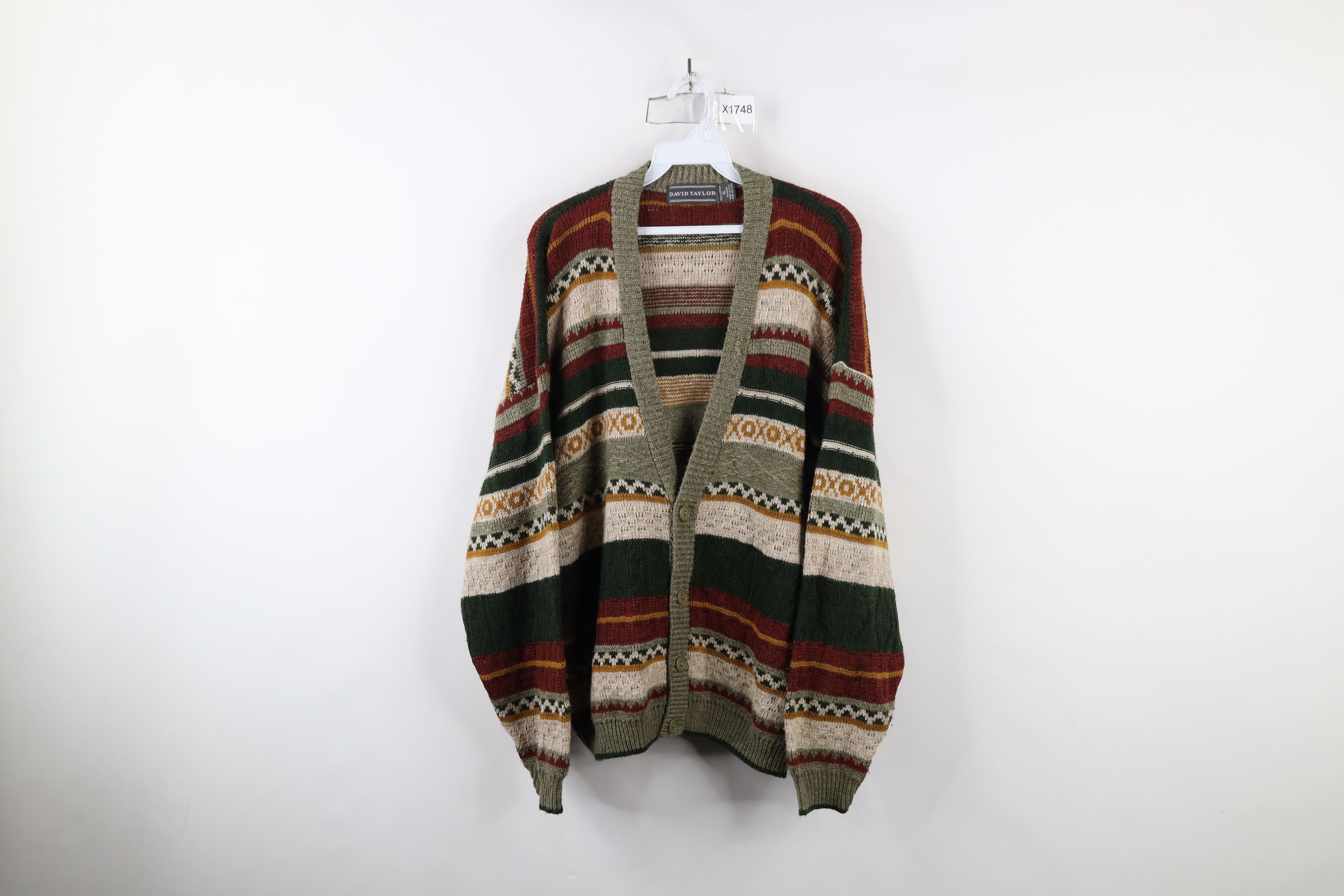 Vintage Vintage 90s Streetwear Fair Isle Knit Cardigan Sweater USA Size US XL / EU 56 / 4 - 1 Thumbnail
