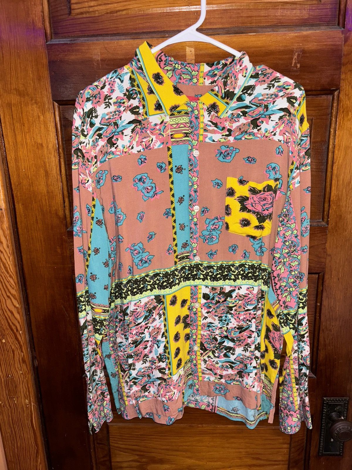 image of Supreme Paisley Rayon Shirt in Orange, Men's (Size Large)