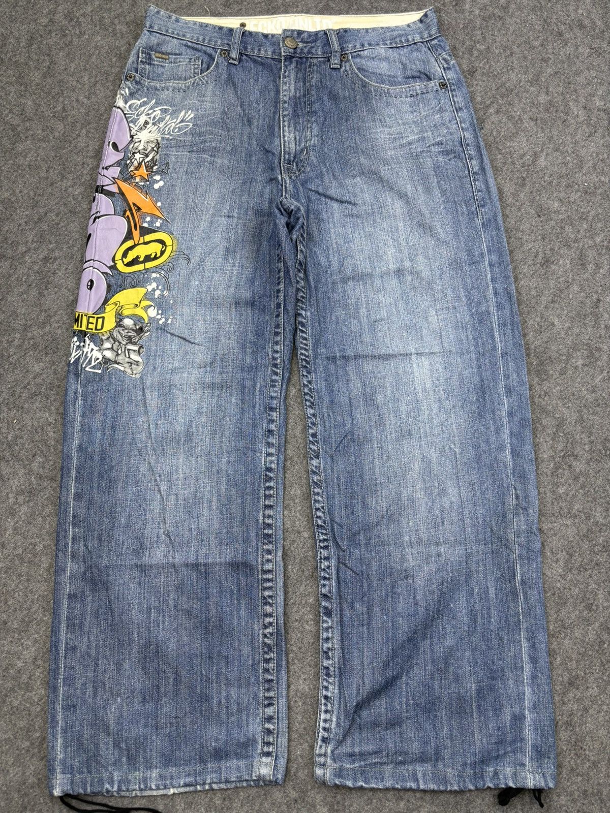 Ecko Unltd. 💥Baggy💥Ecko Spell Out Rapper Denim F834 Size US 33 - 20 Thumbnail