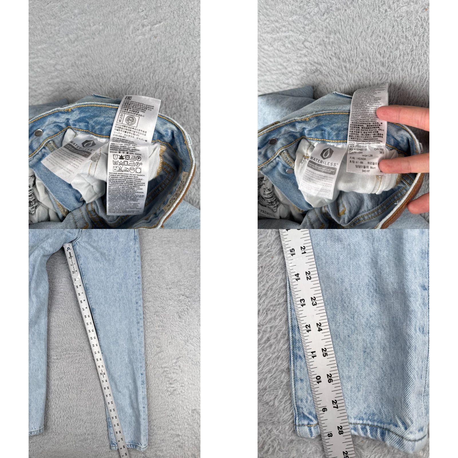 Levi's Levis Jeans Womens 24 Blue Denim 501 S Premium Big E XX Button Cotton 24x28 Size 42" / US 20 - 8 Thumbnail