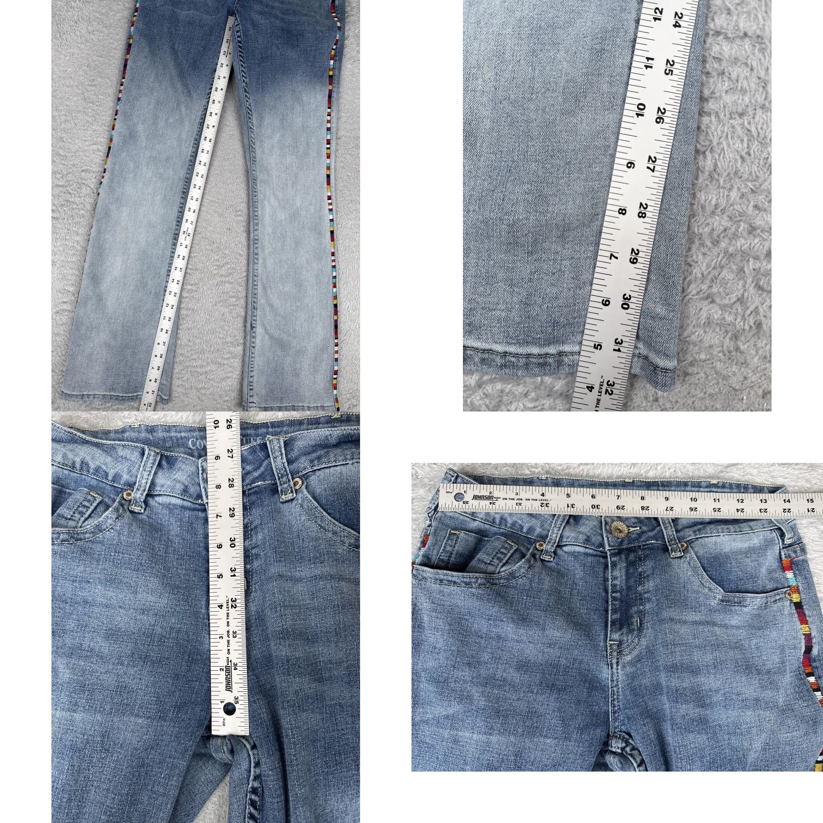 Cowgirl Tuff Co Rainbow Bootcut Jeans Womens 27 Blue Mid Rise Stretch 27x33