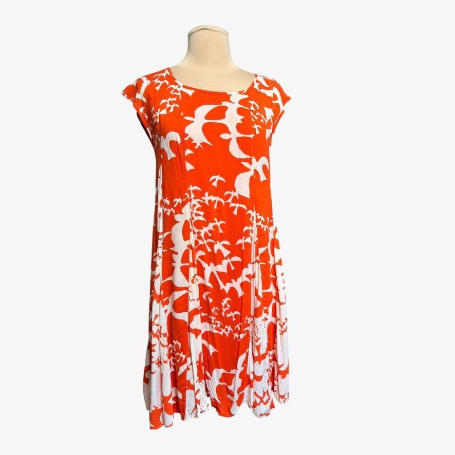 Anthropologie Anthropologie Maeve Mini Swing Dress Small Tangerine White B Size S / US 4 / IT 40 - 2 Thumbnail